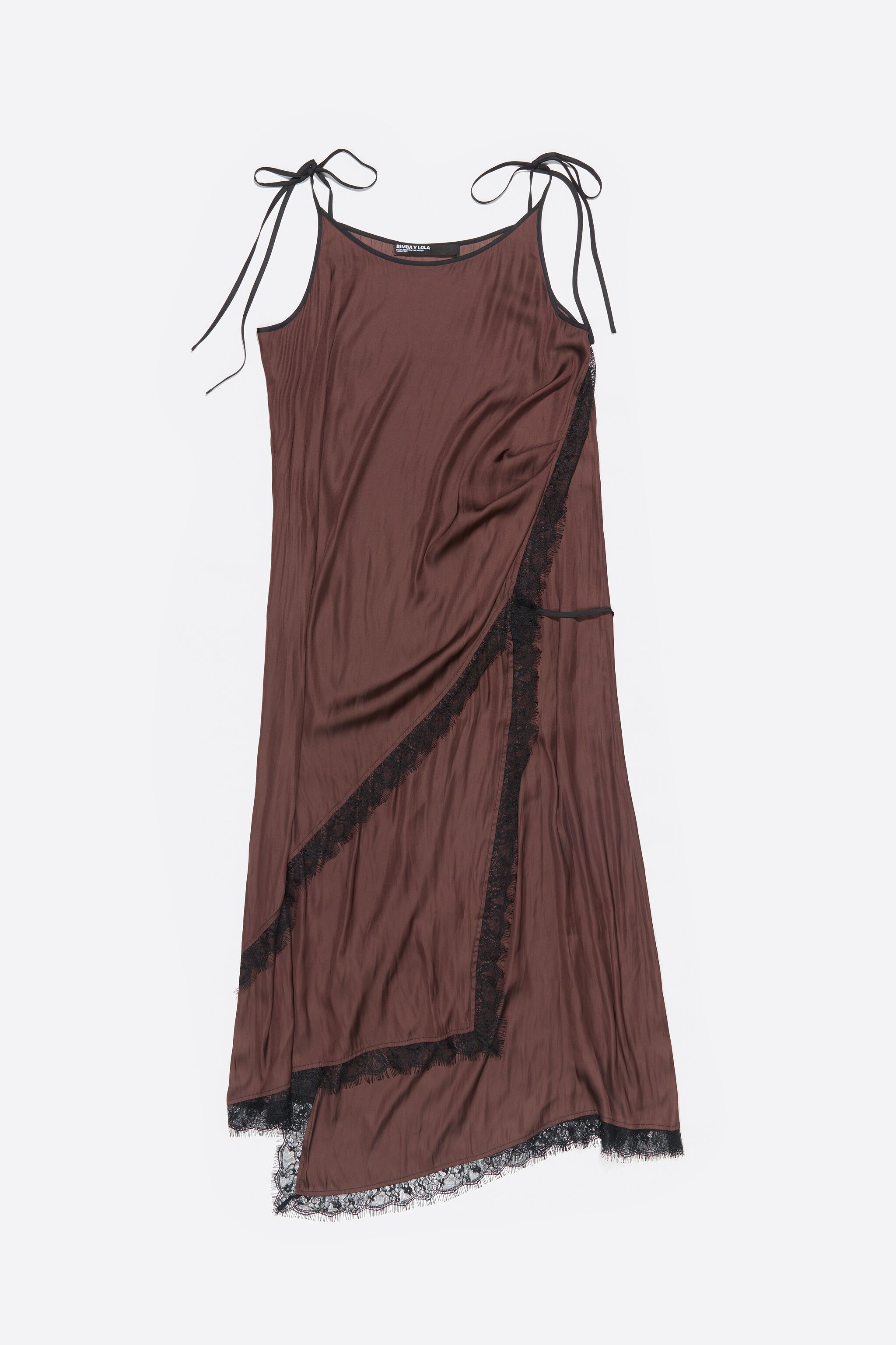 Dark brown lace flowing crossover dress