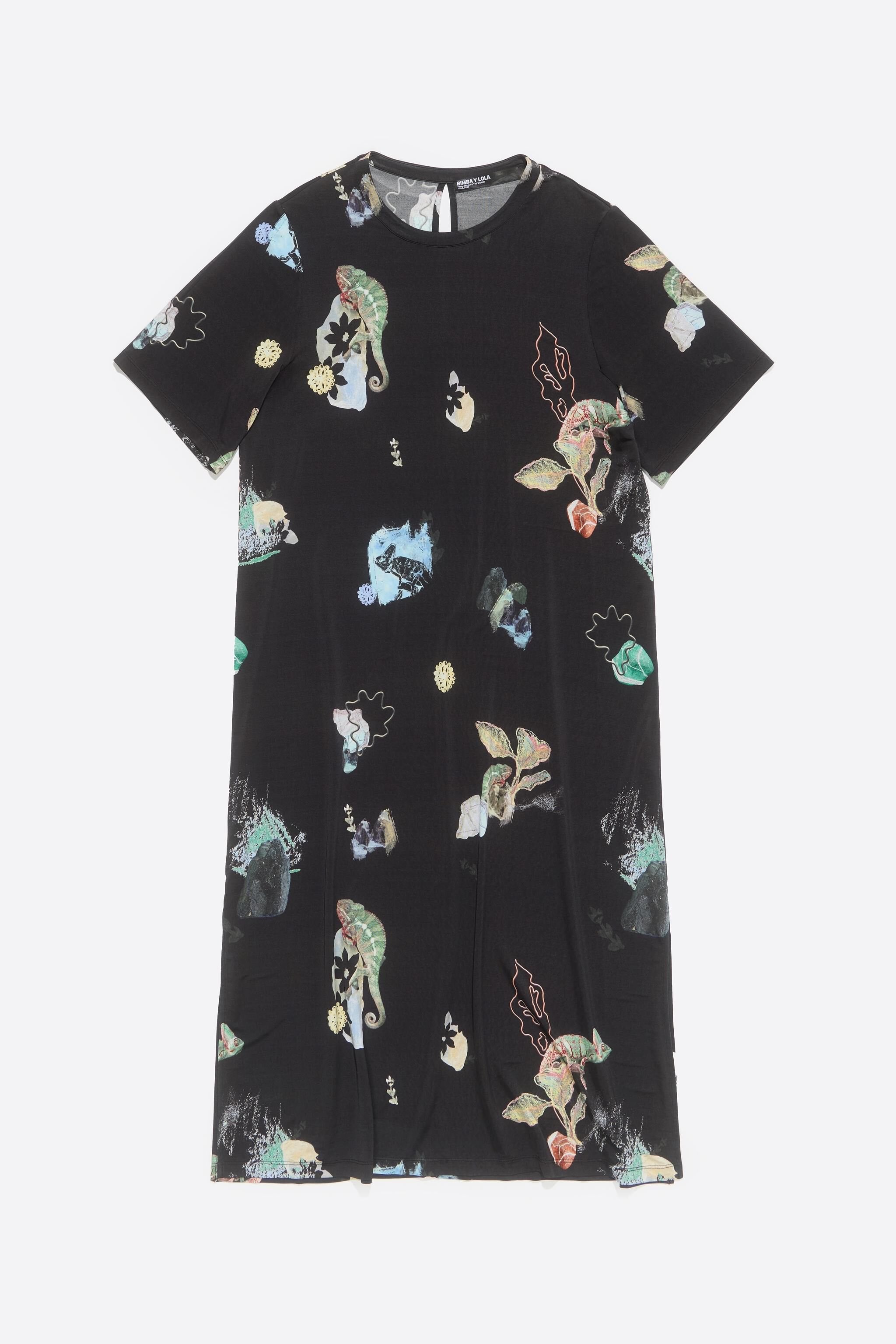 Long anthracite Chameleon T-shirt dress