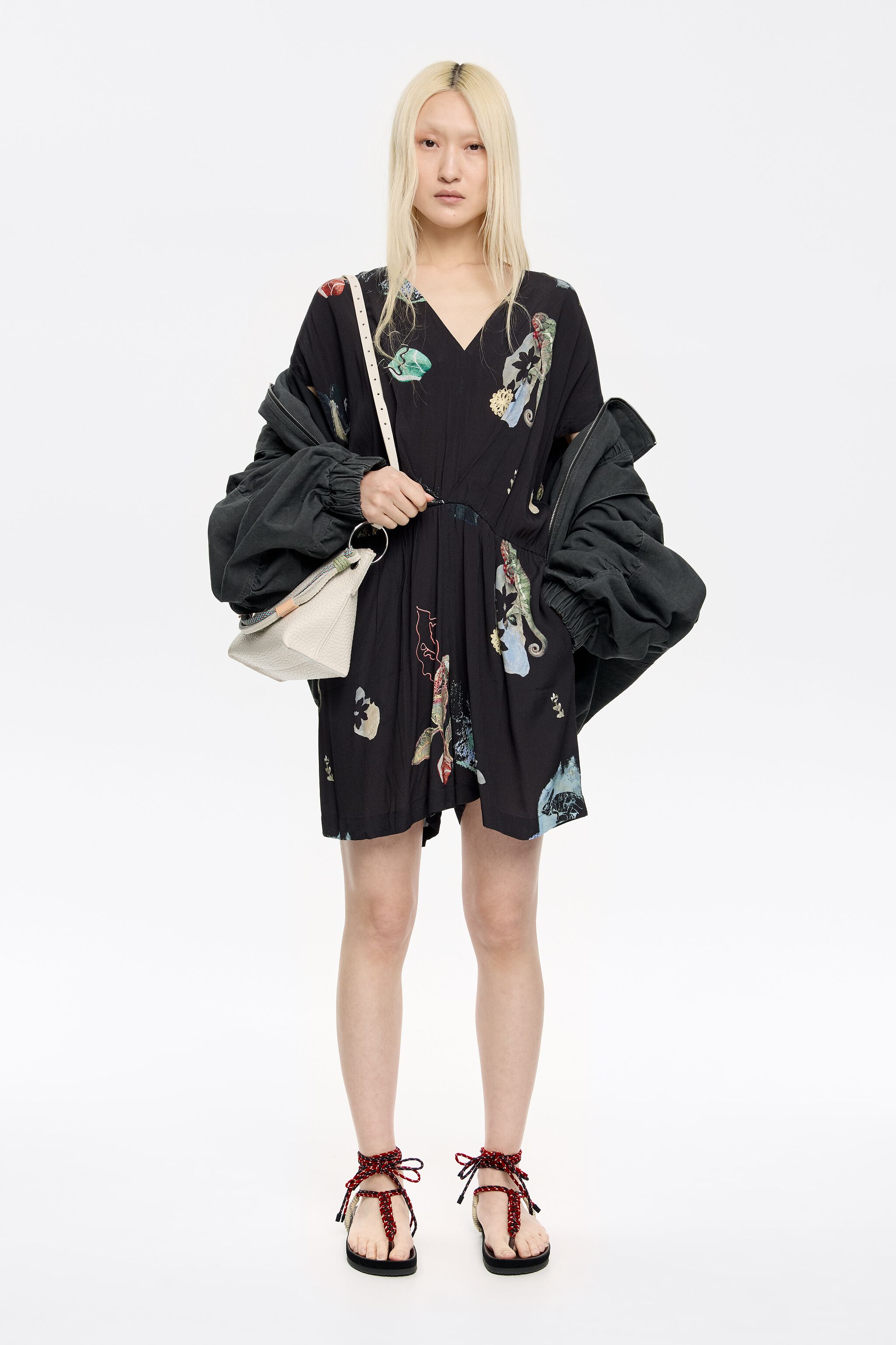 Short anthracite Chameleon playsuit