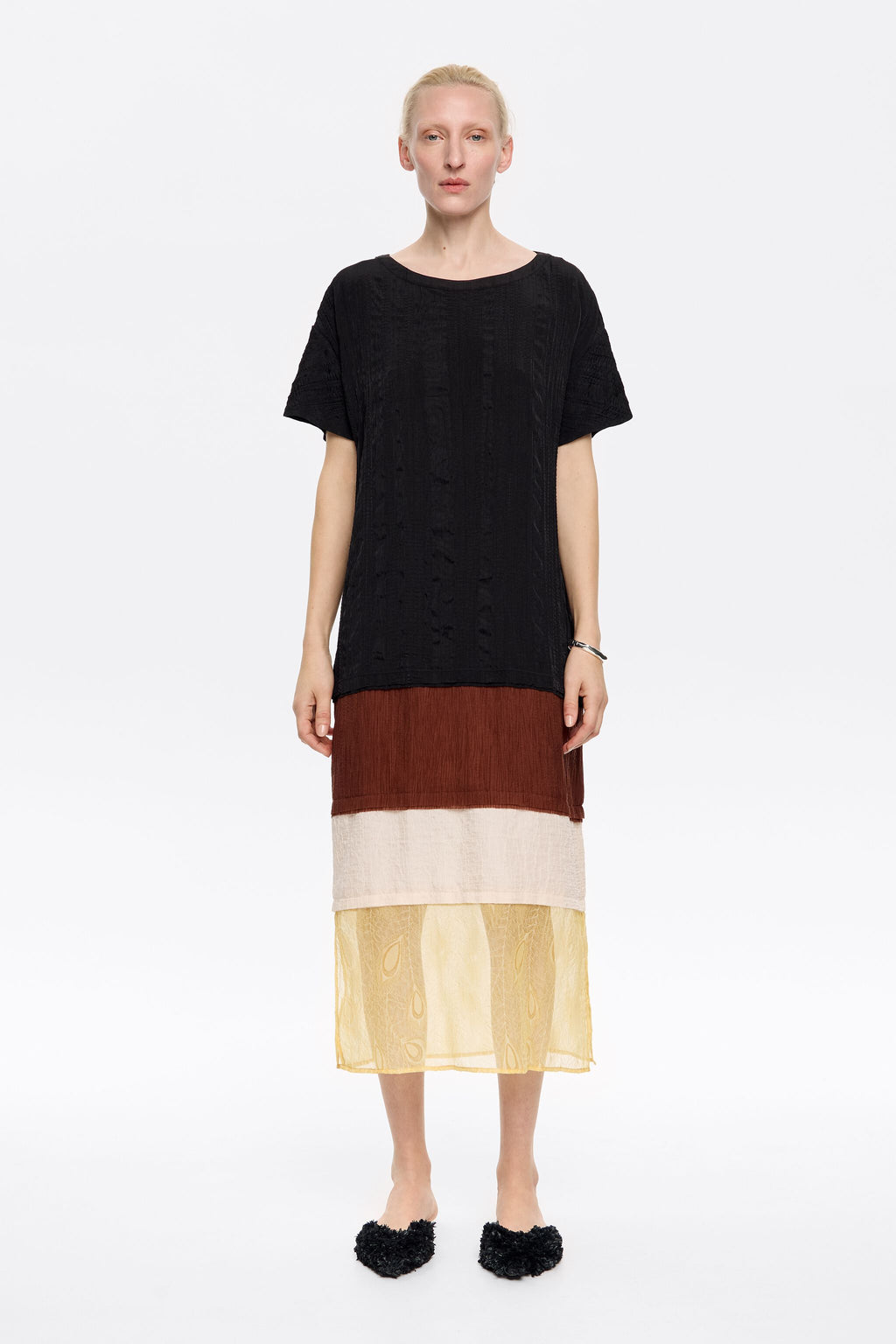 Black textured midi dress