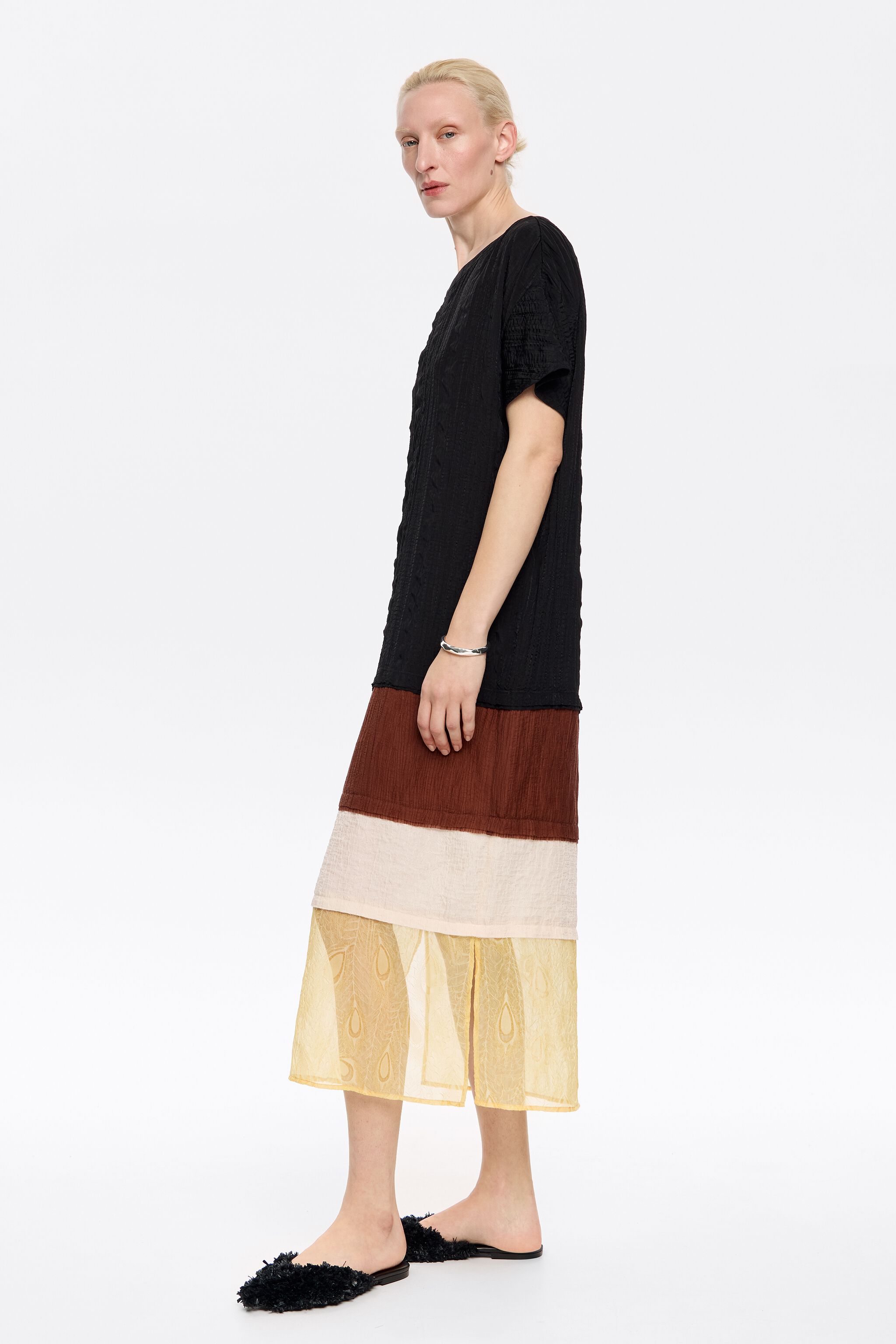 Black textured midi dress