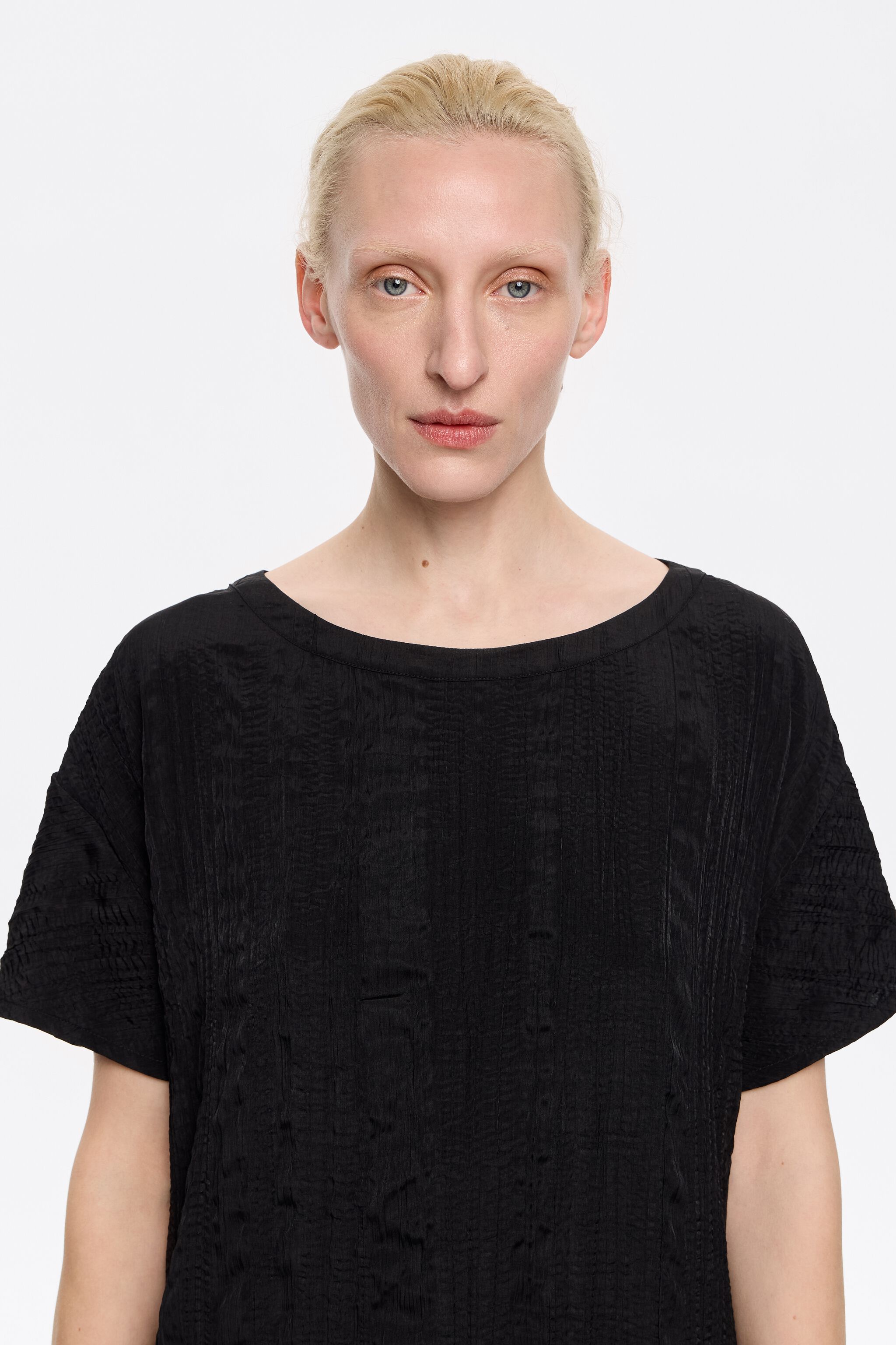 Black textured midi dress