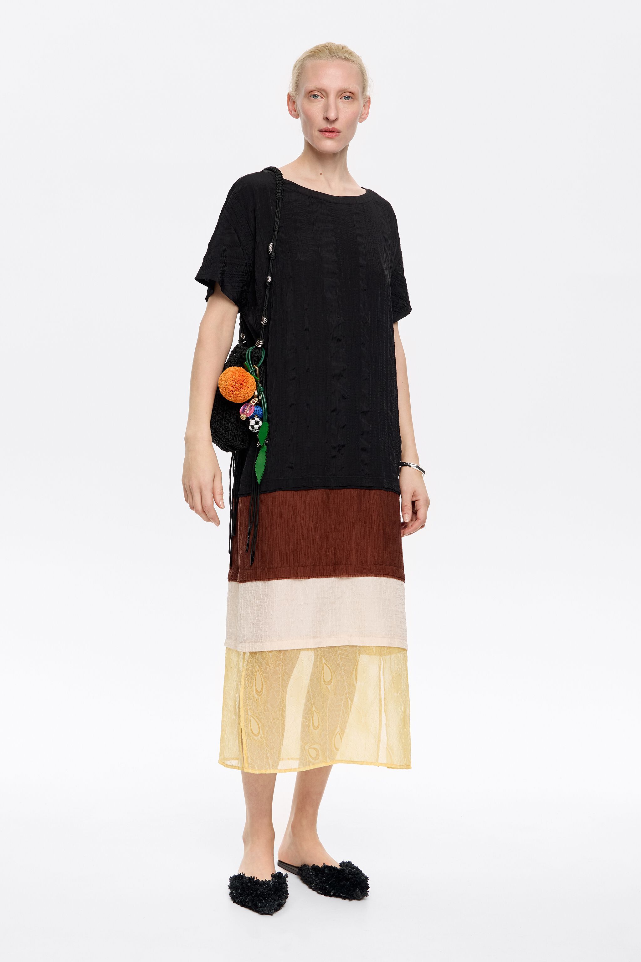 Black textured midi dress