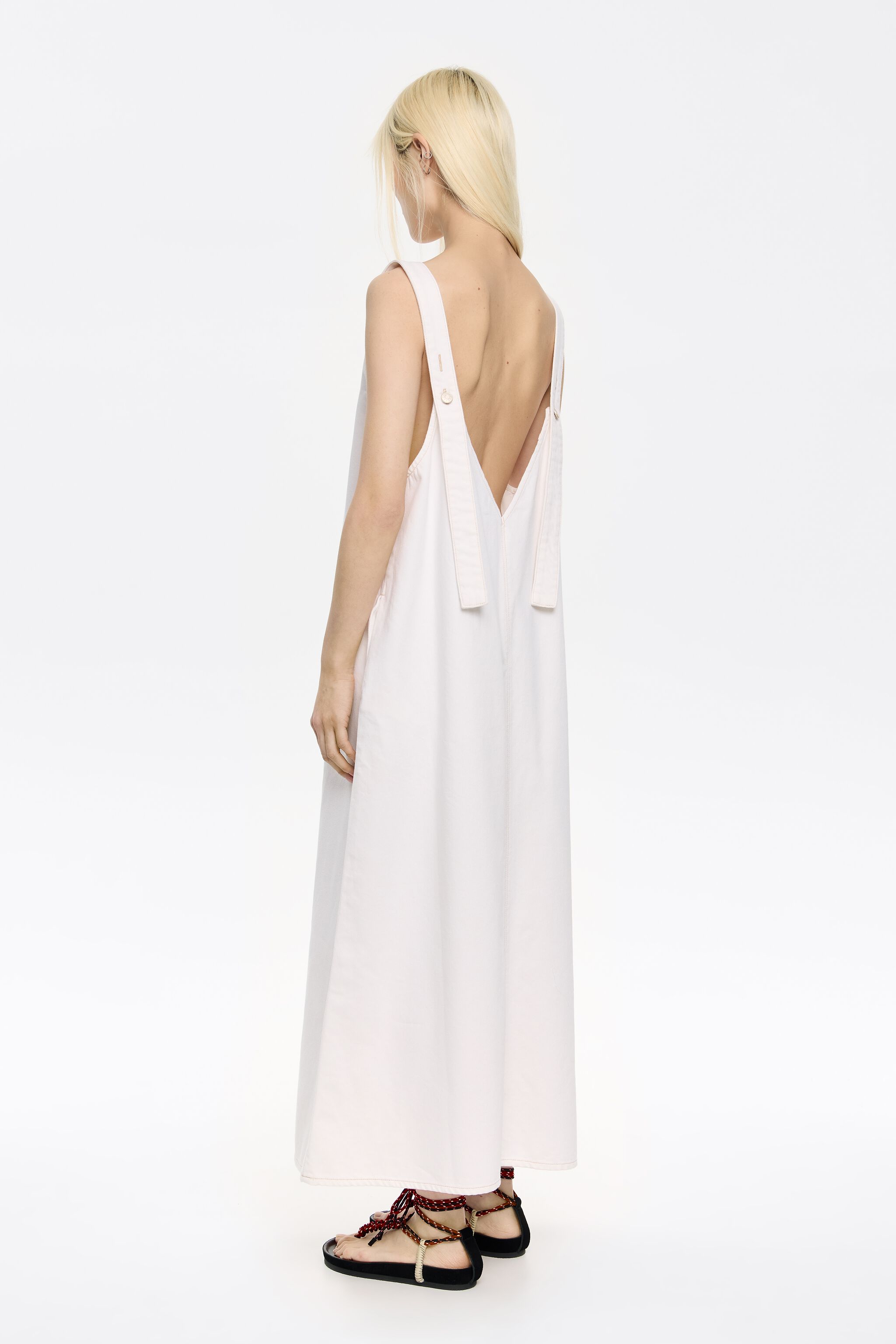 White denim strappy dress