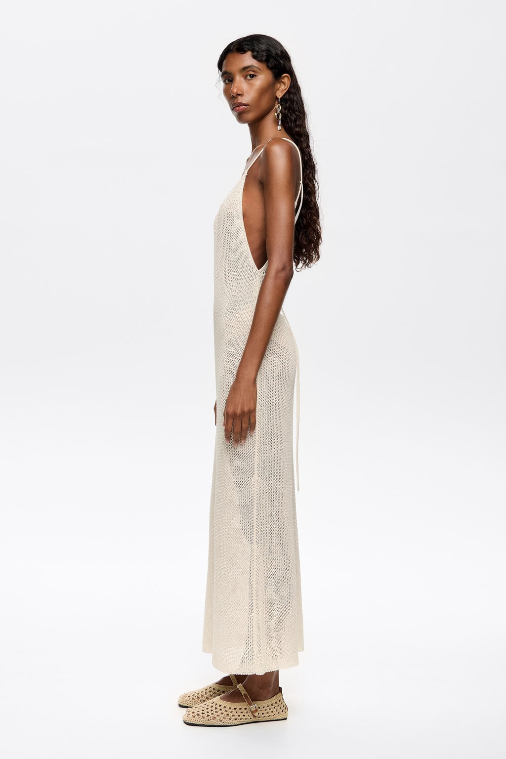 Ivory open back knit dress