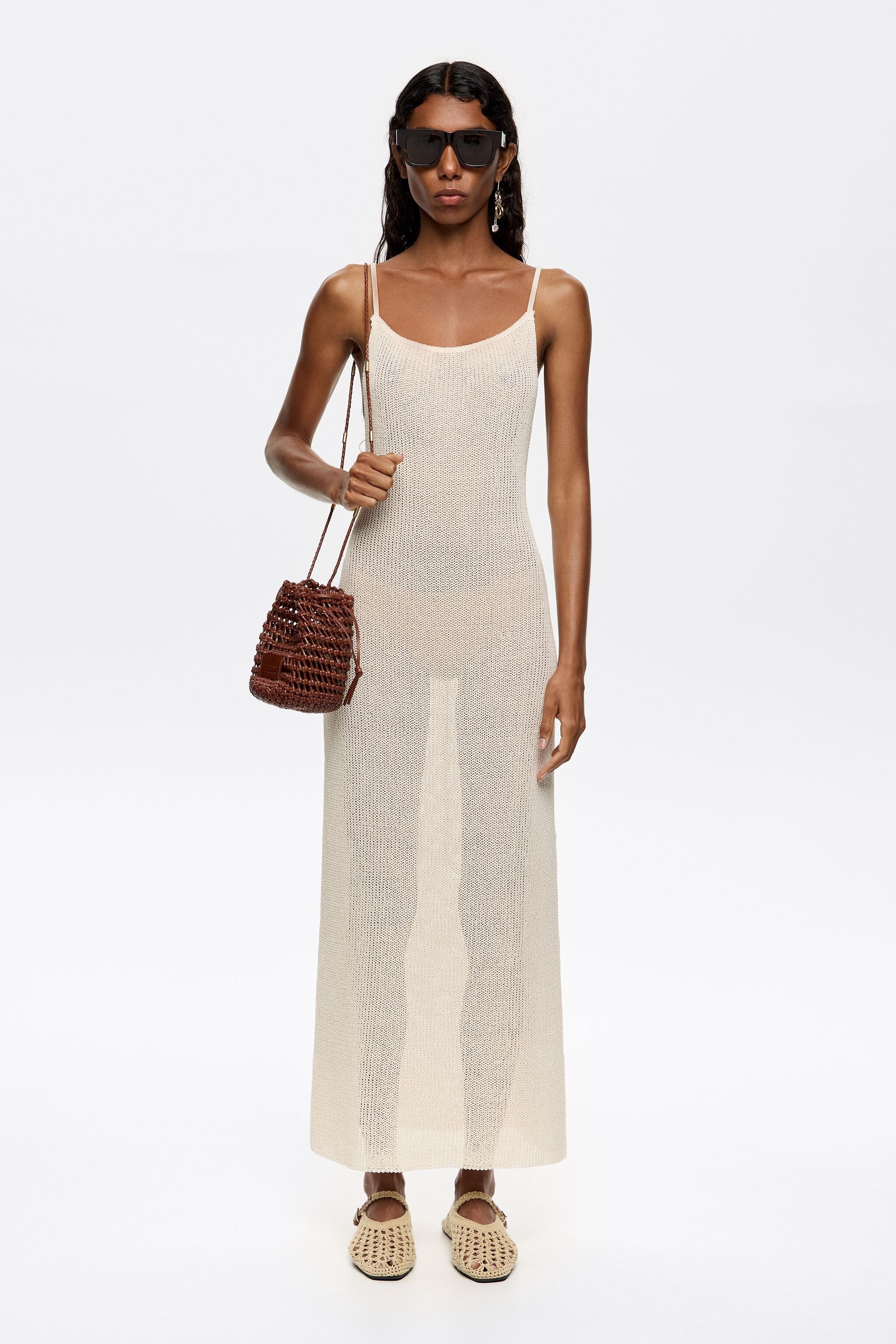 Ivory open back knit dress