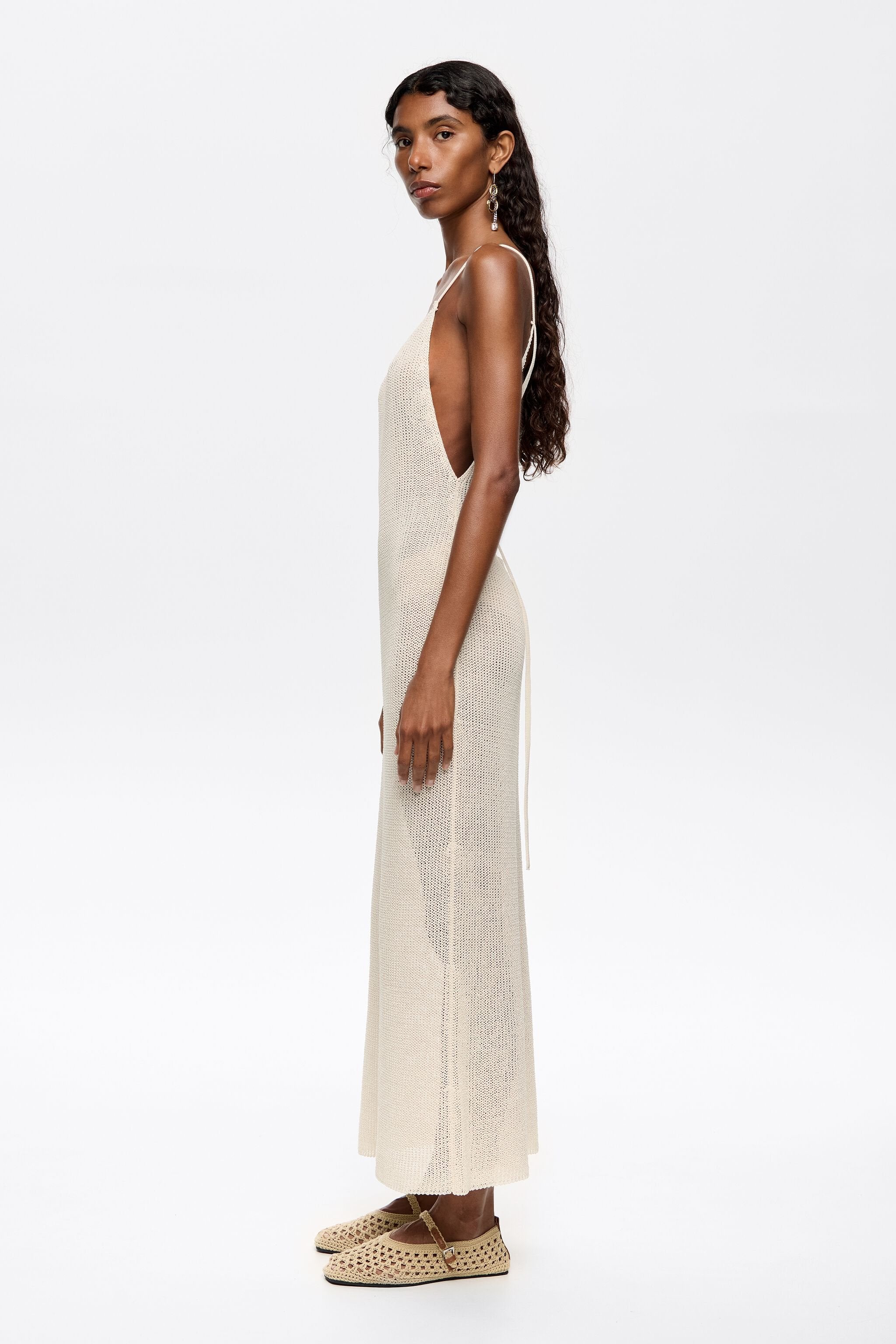 Ivory open back knit dress