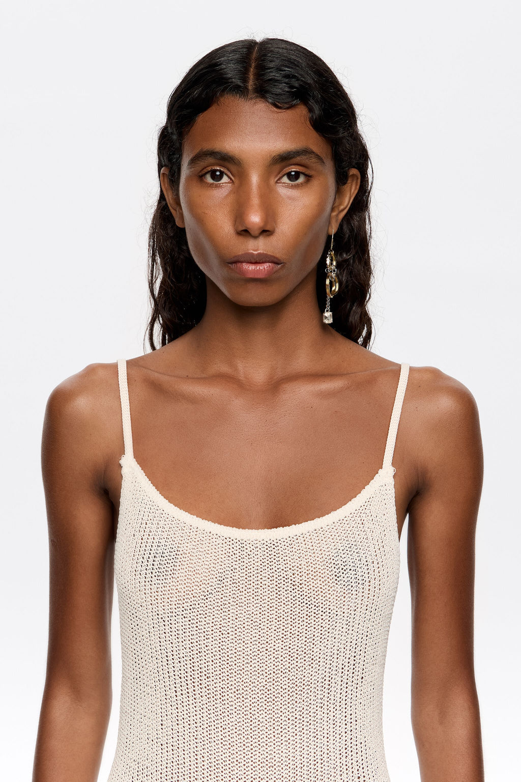 Ivory open back knit dress