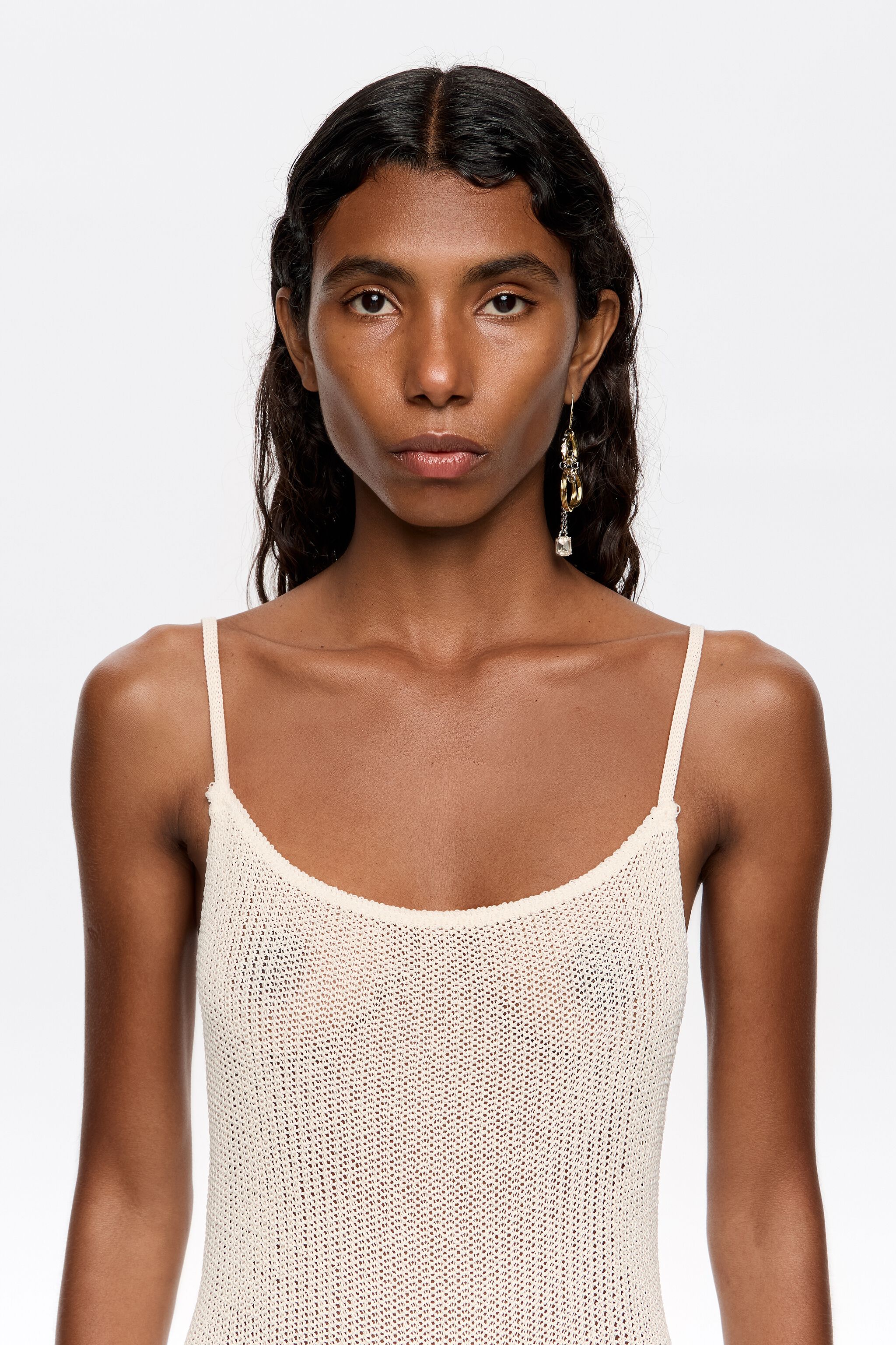 Ivory open back knit dress