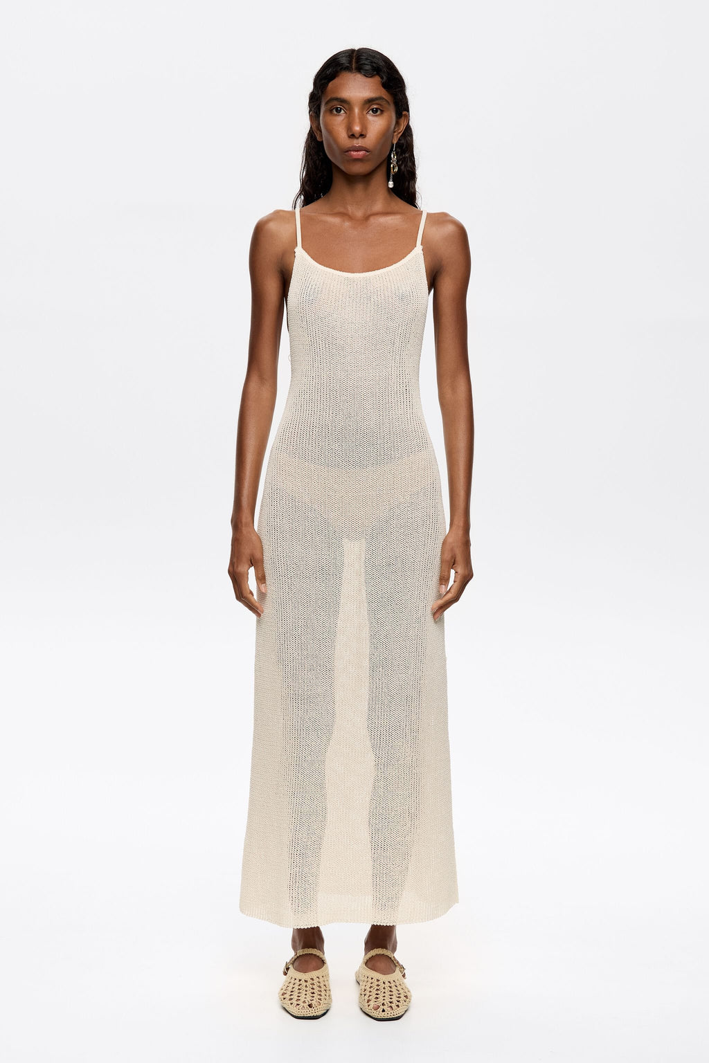 Ivory open back knit dress