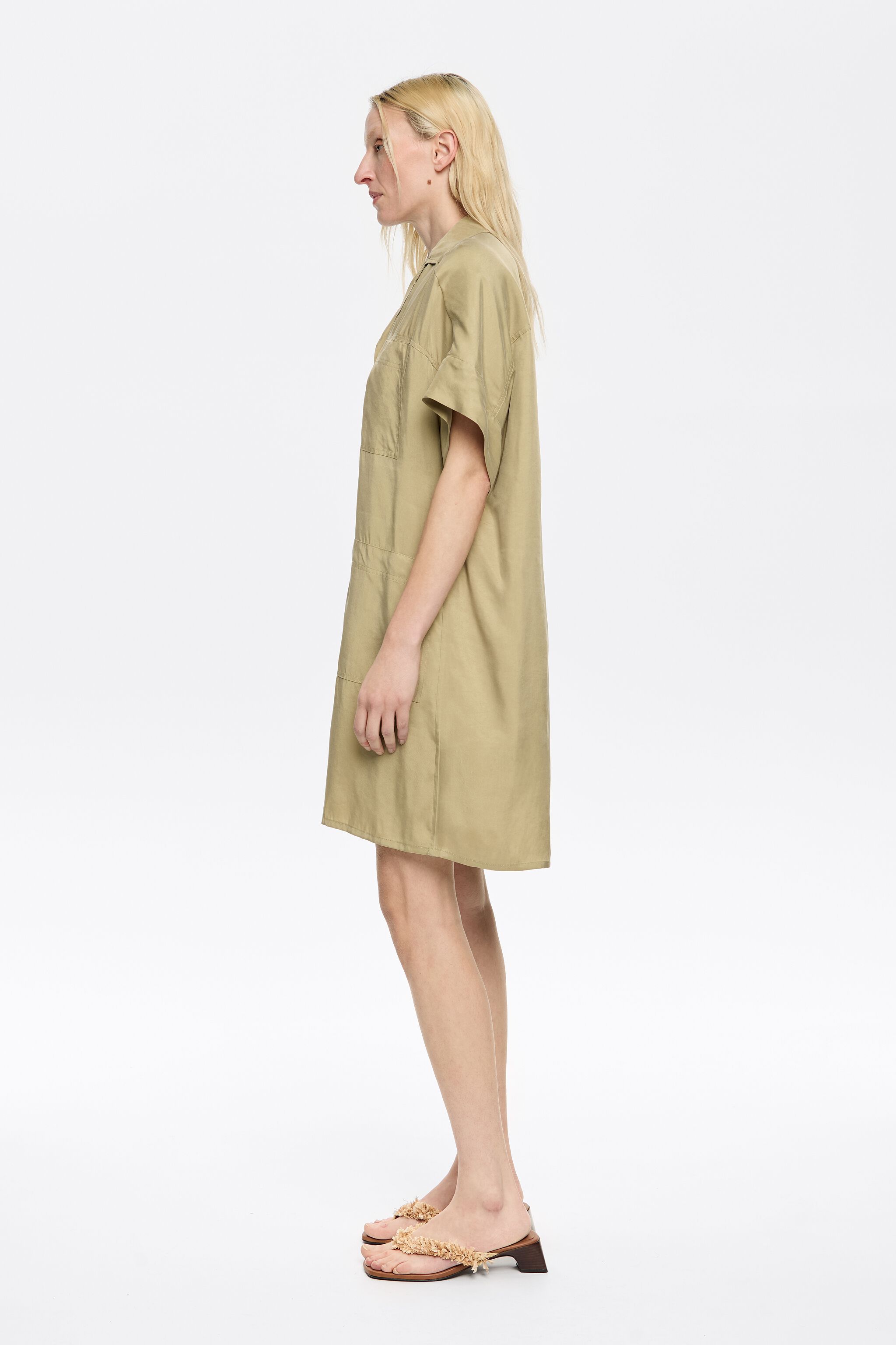 Short light khaki oversize dress