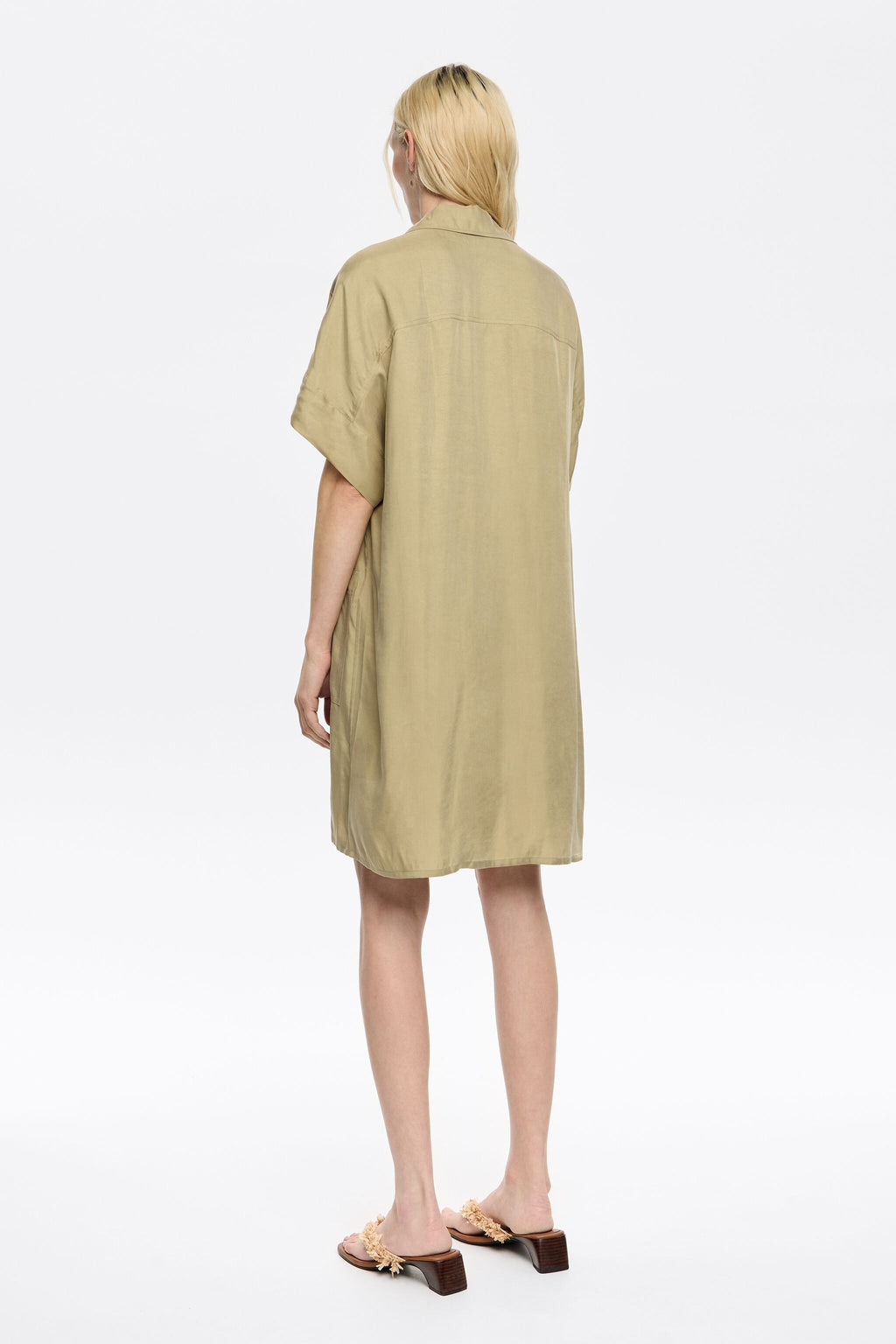 Short light khaki oversize dress