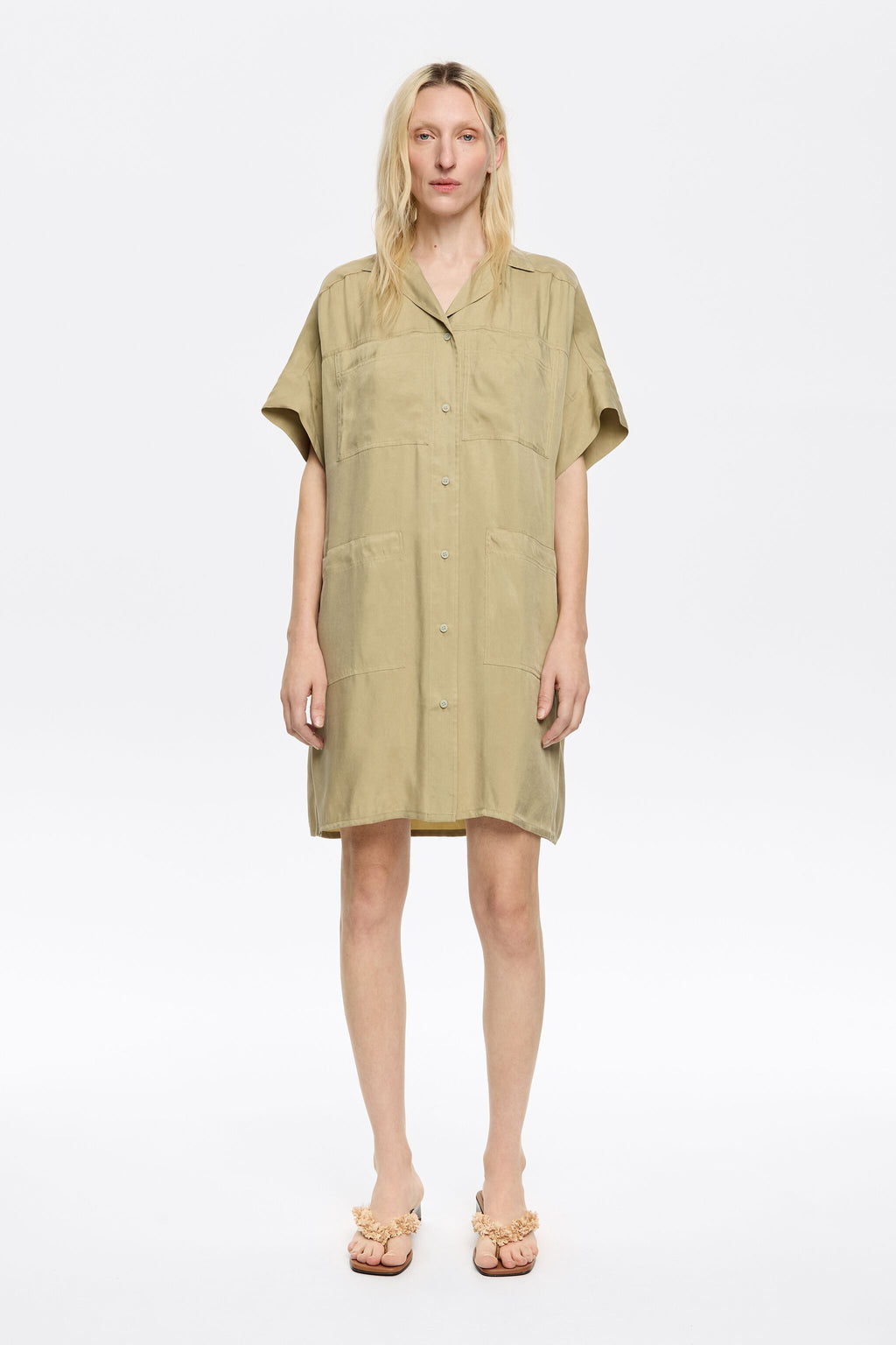 Short light khaki oversize dress