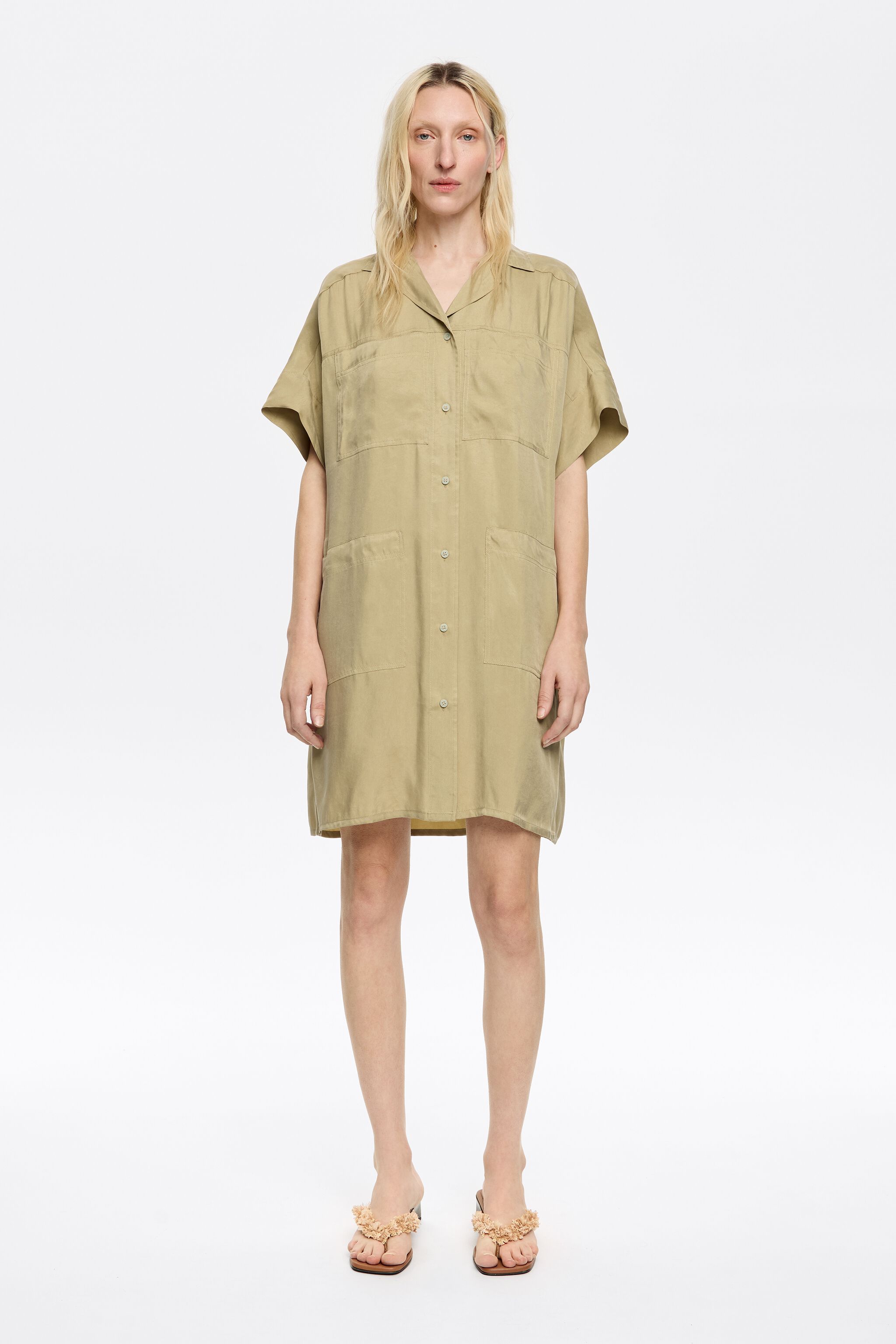 Short light khaki oversize dress