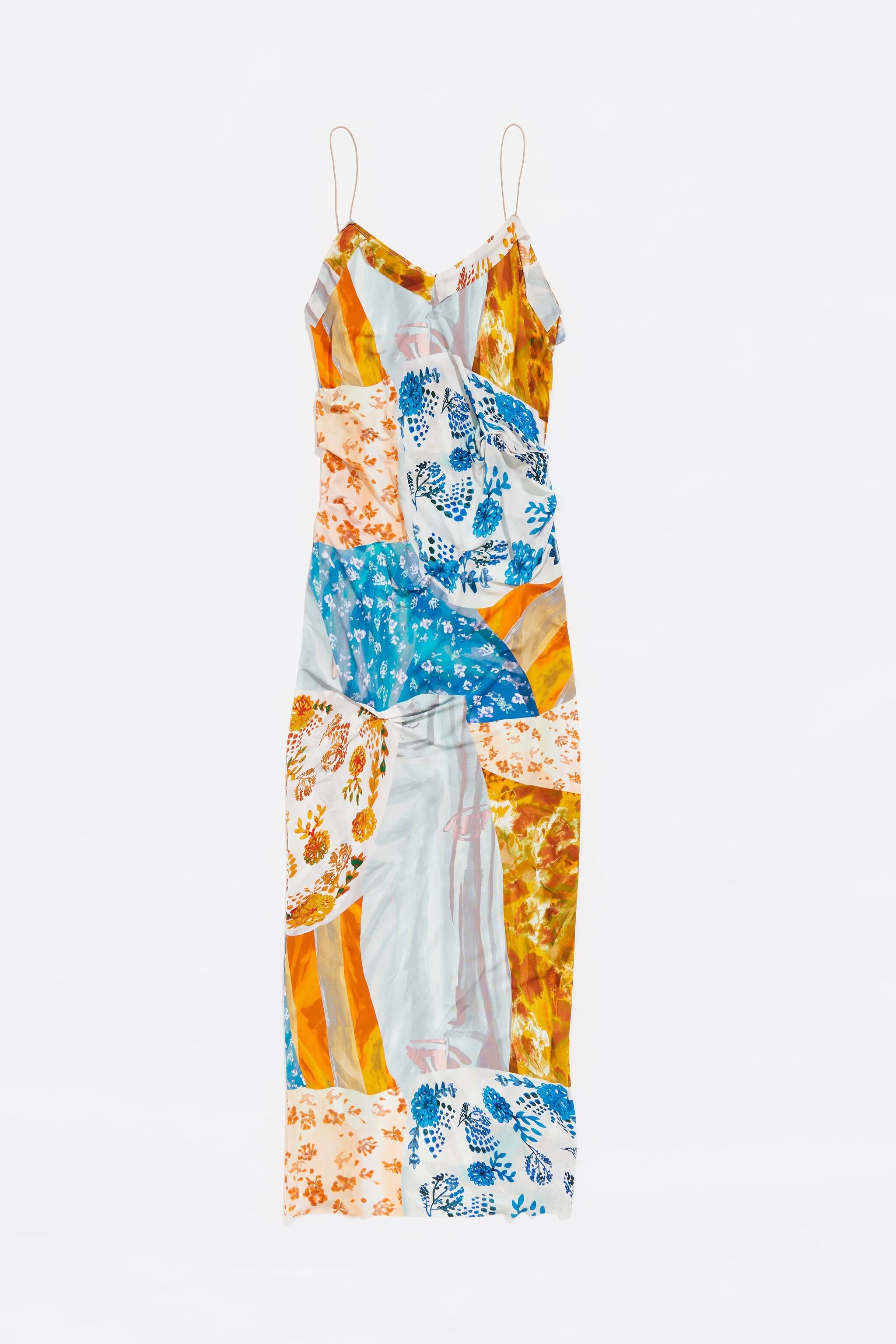 Long orange patchwork dress