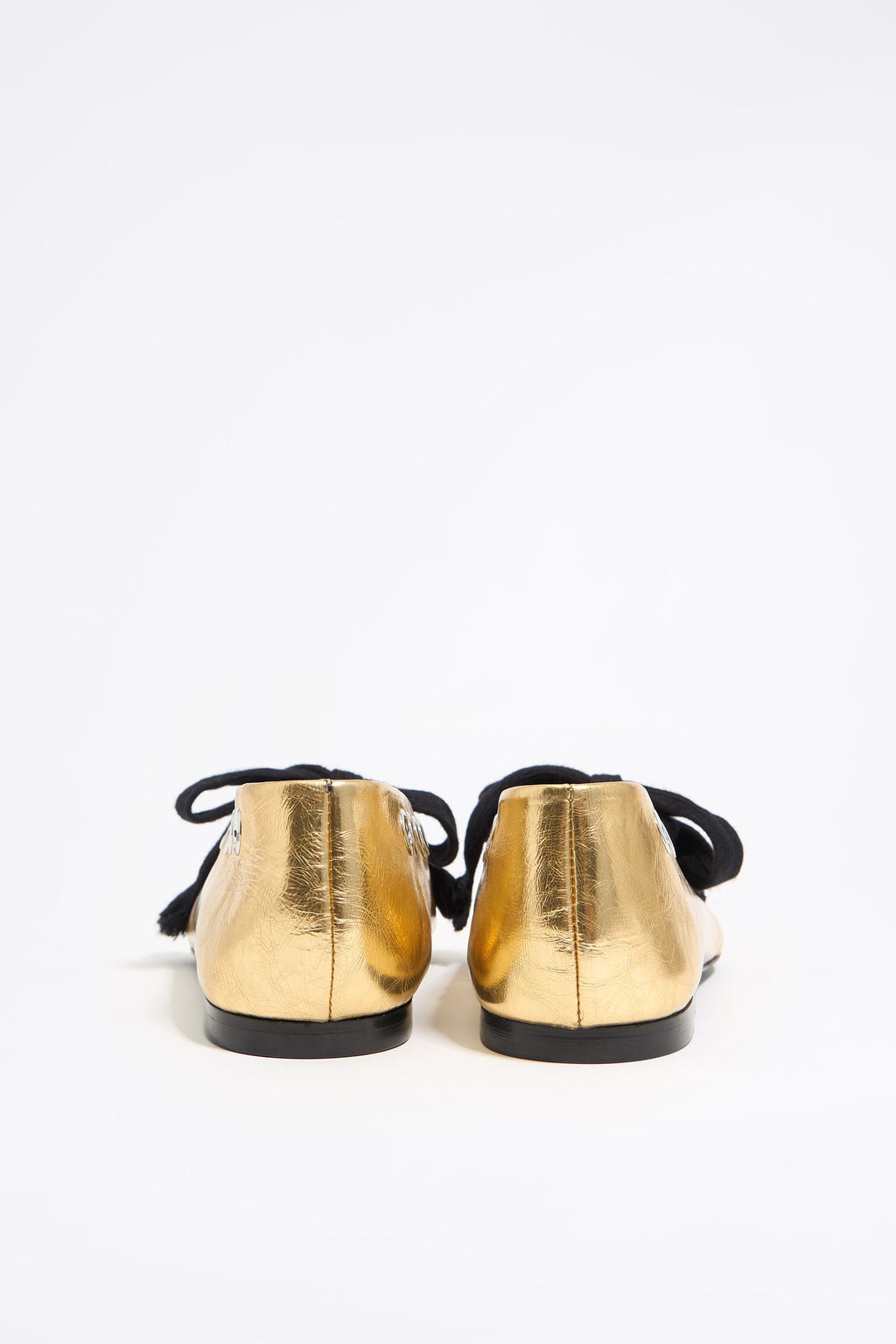 Gold leather lace-up ballerina