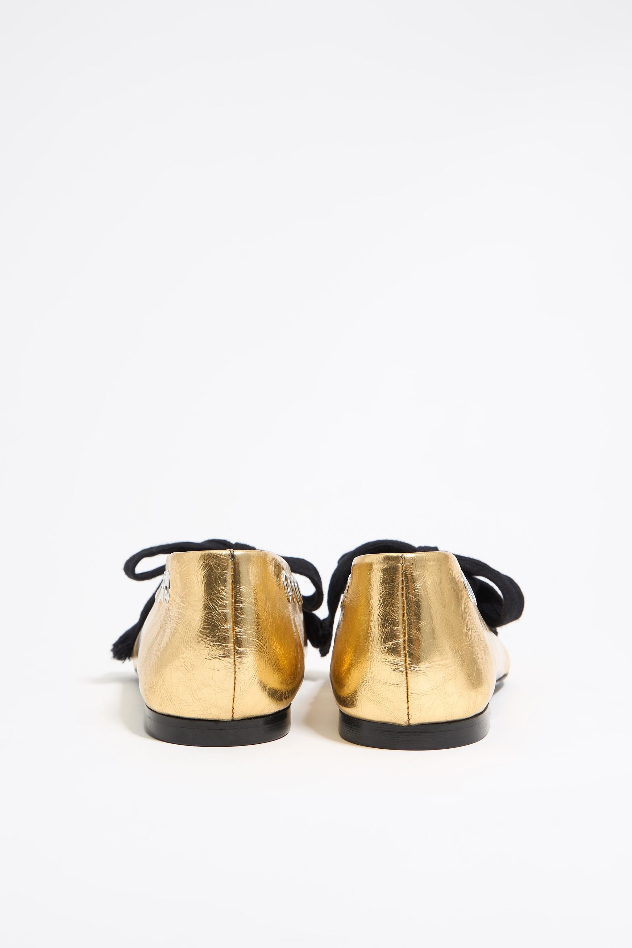 Gold leather lace-up ballerina
