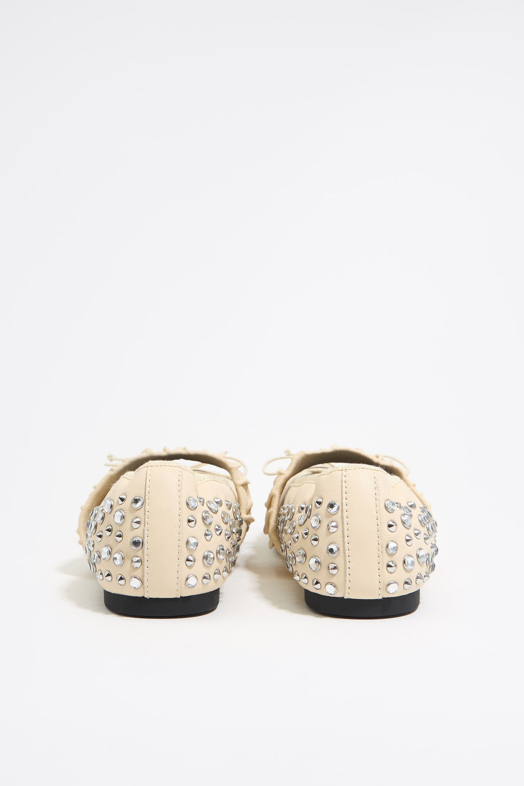 Studded ivory leather ballerina