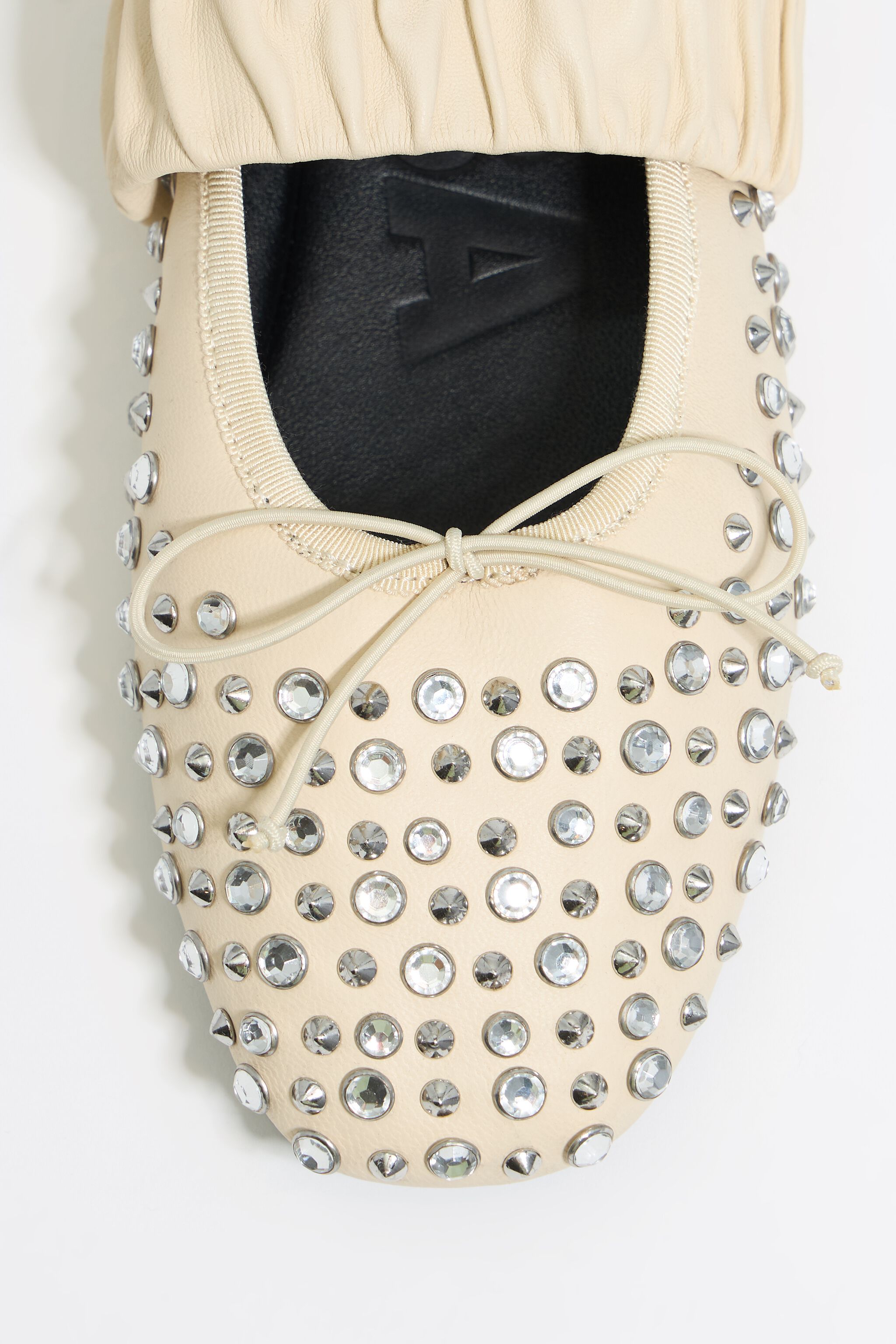 Studded ivory leather ballerina