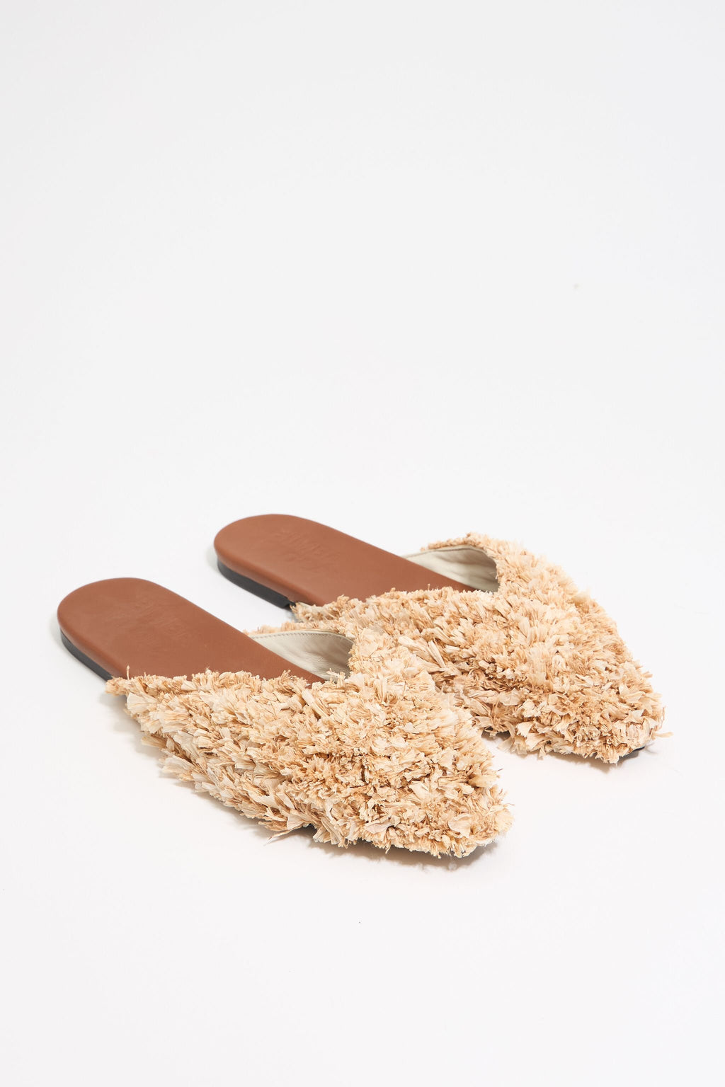 Tan raffia slingback ballerina