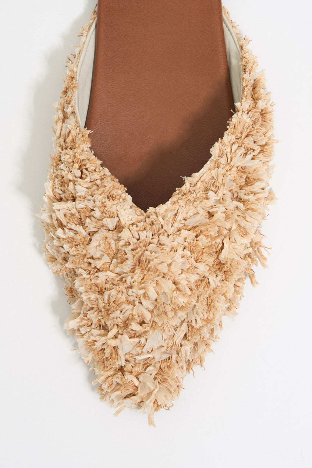 Tan raffia slingback ballerina