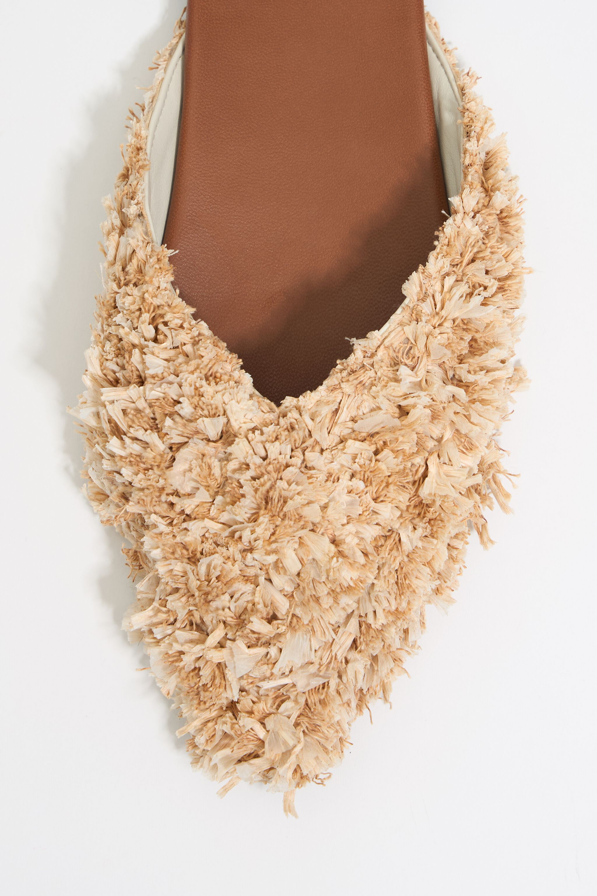 Tan raffia slingback ballerina