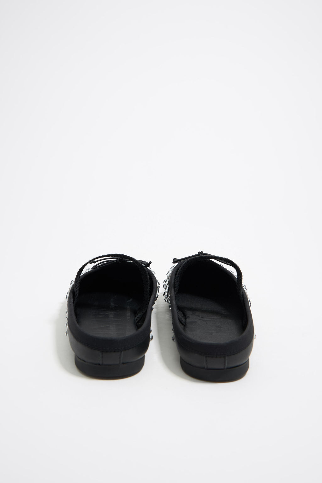 Black leather and crystals slingback ballerina