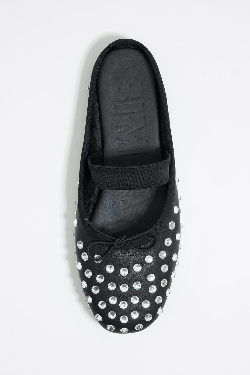 Black leather and crystals slingback ballerina