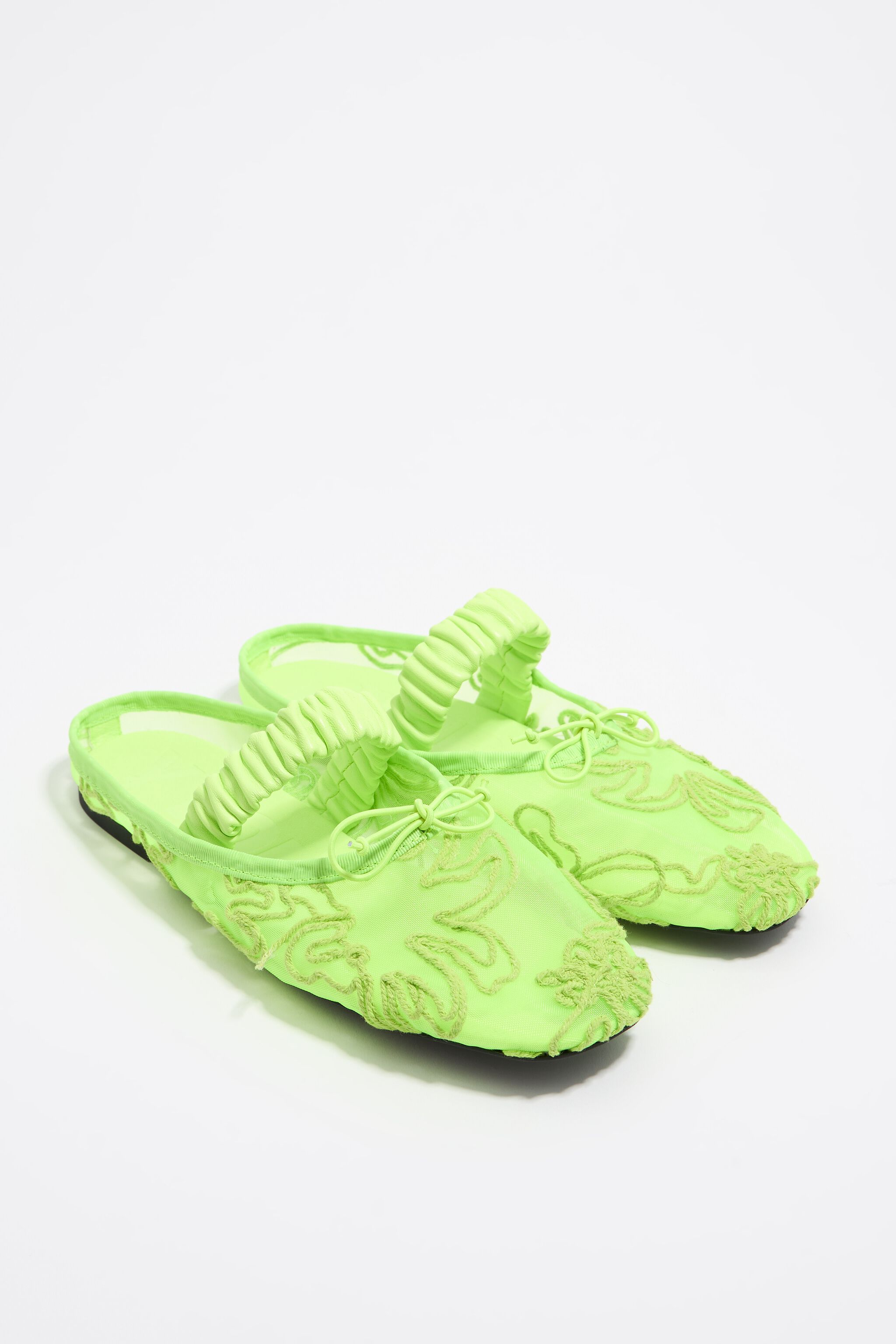 Yellow mosquito net slingback ballerina