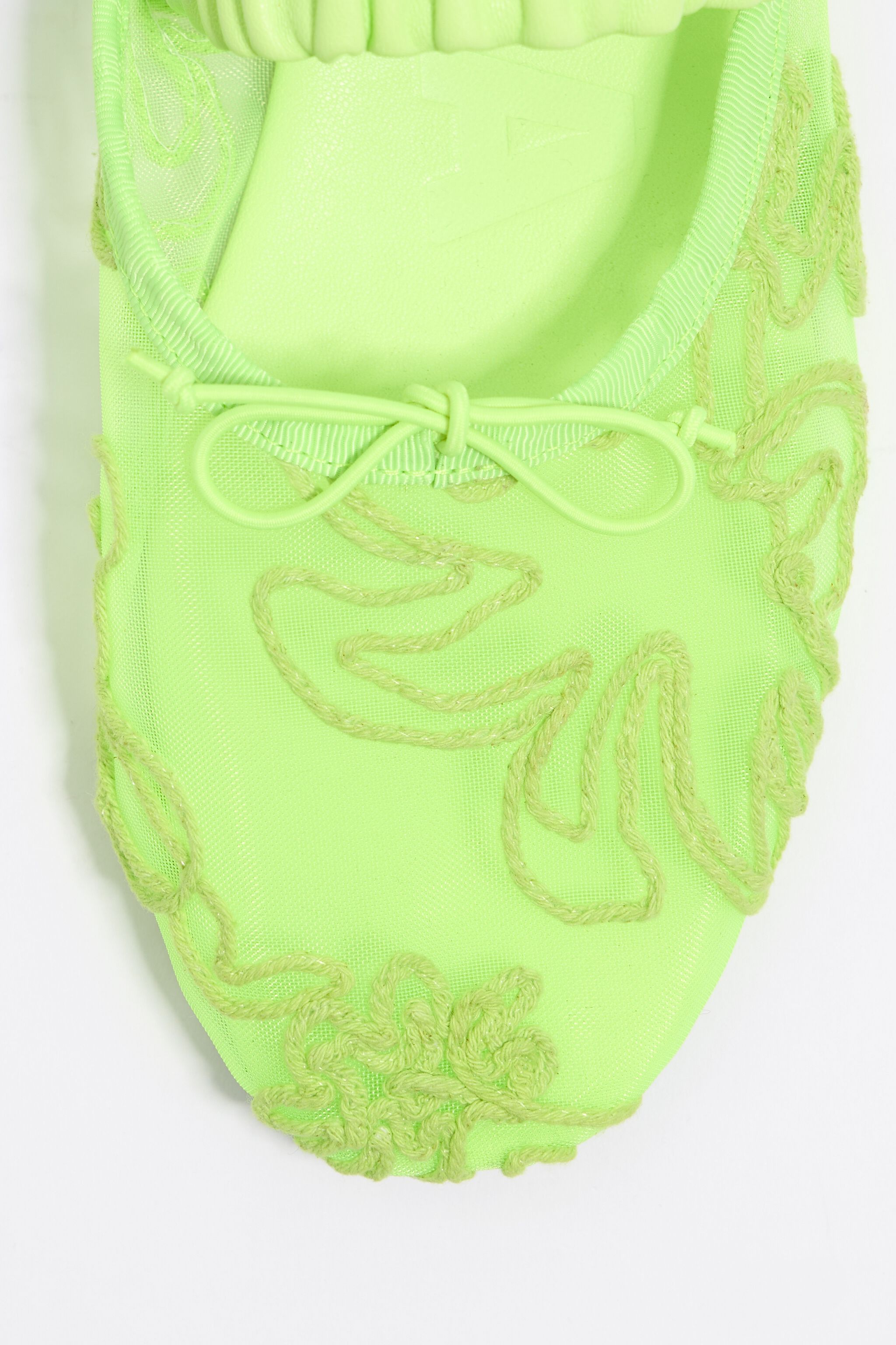 Yellow mosquito net slingback ballerina