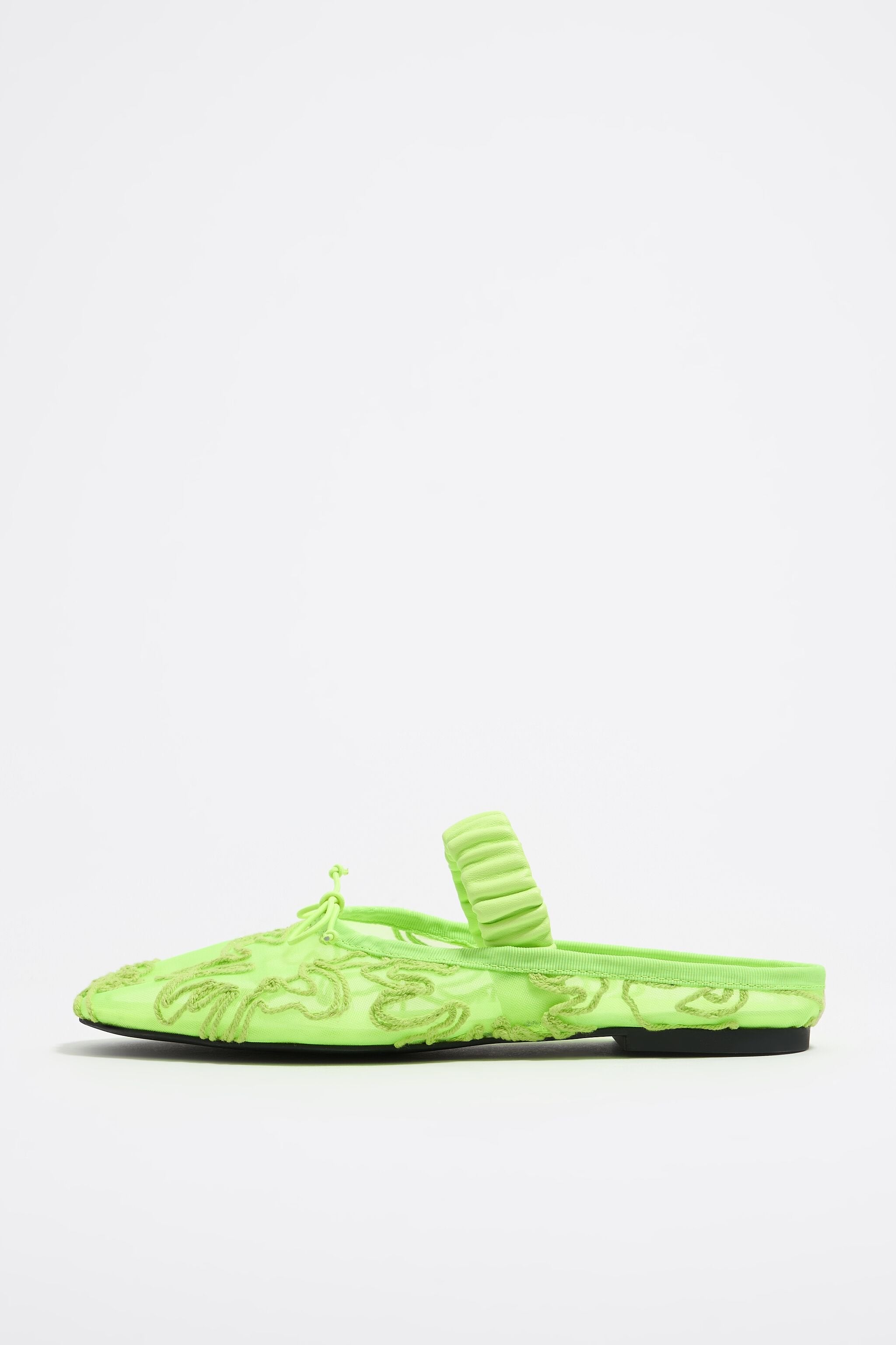 Yellow mosquito net slingback ballerina