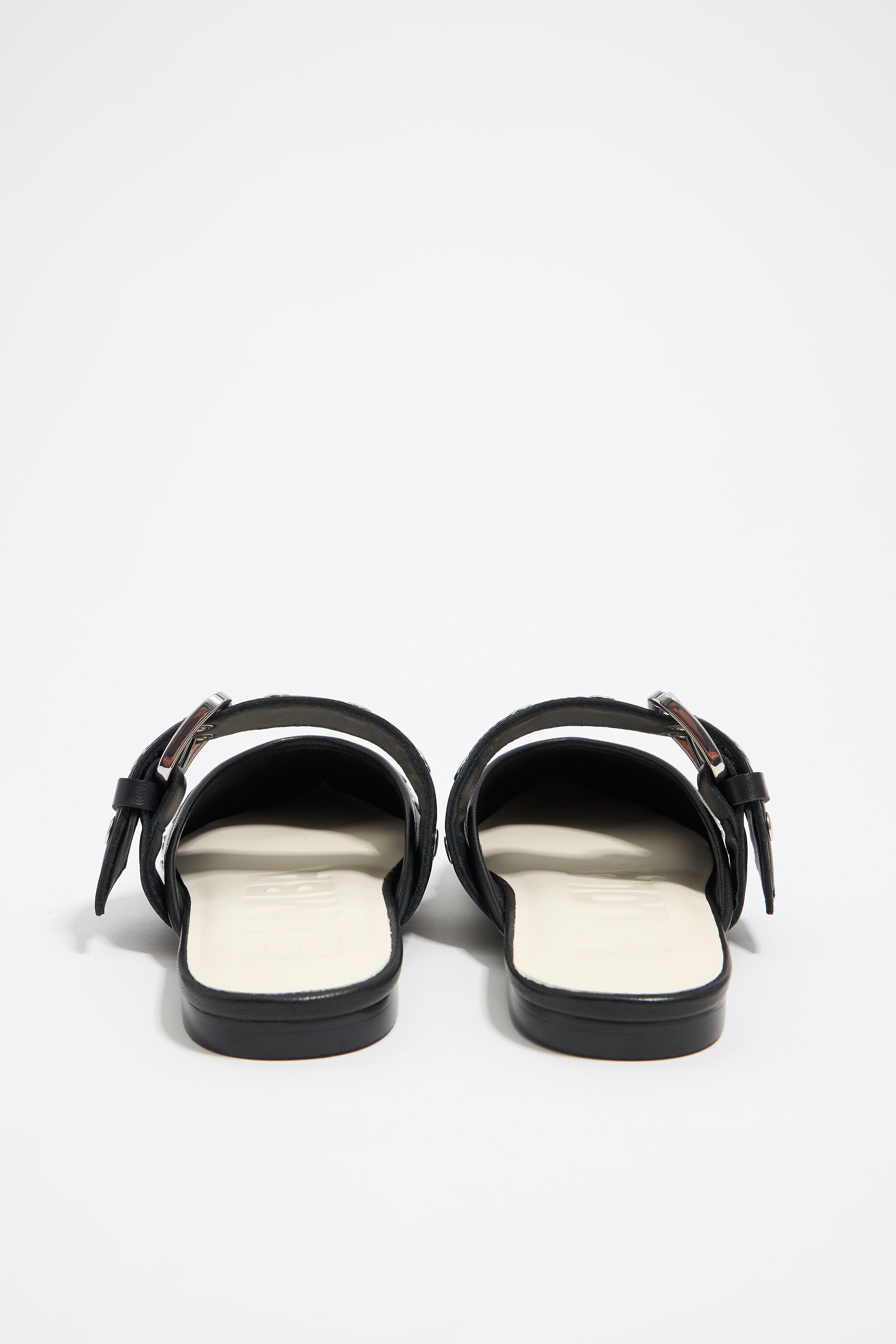 Black leather slingback ballerina with studs