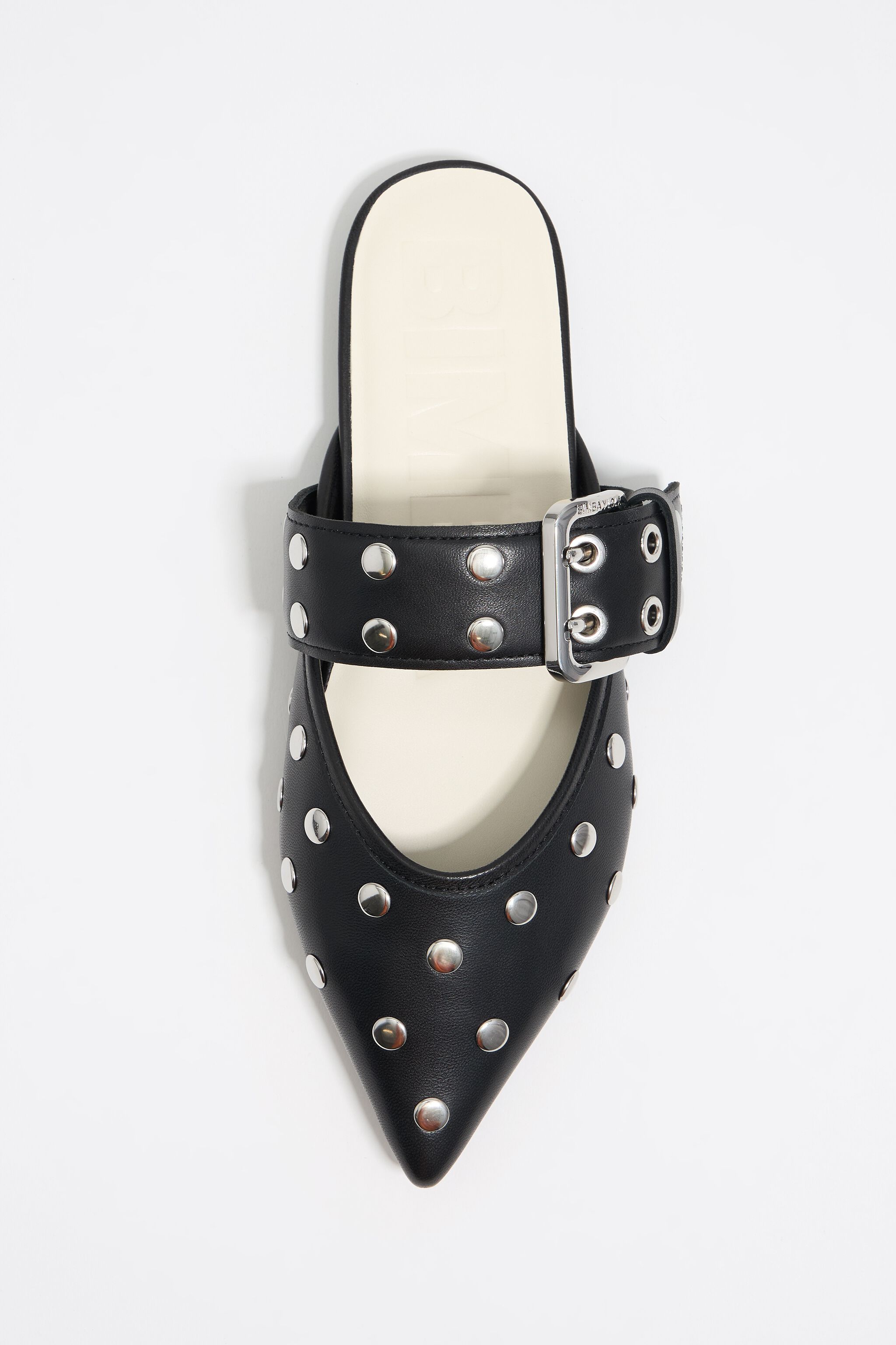 Black leather slingback ballerina with studs