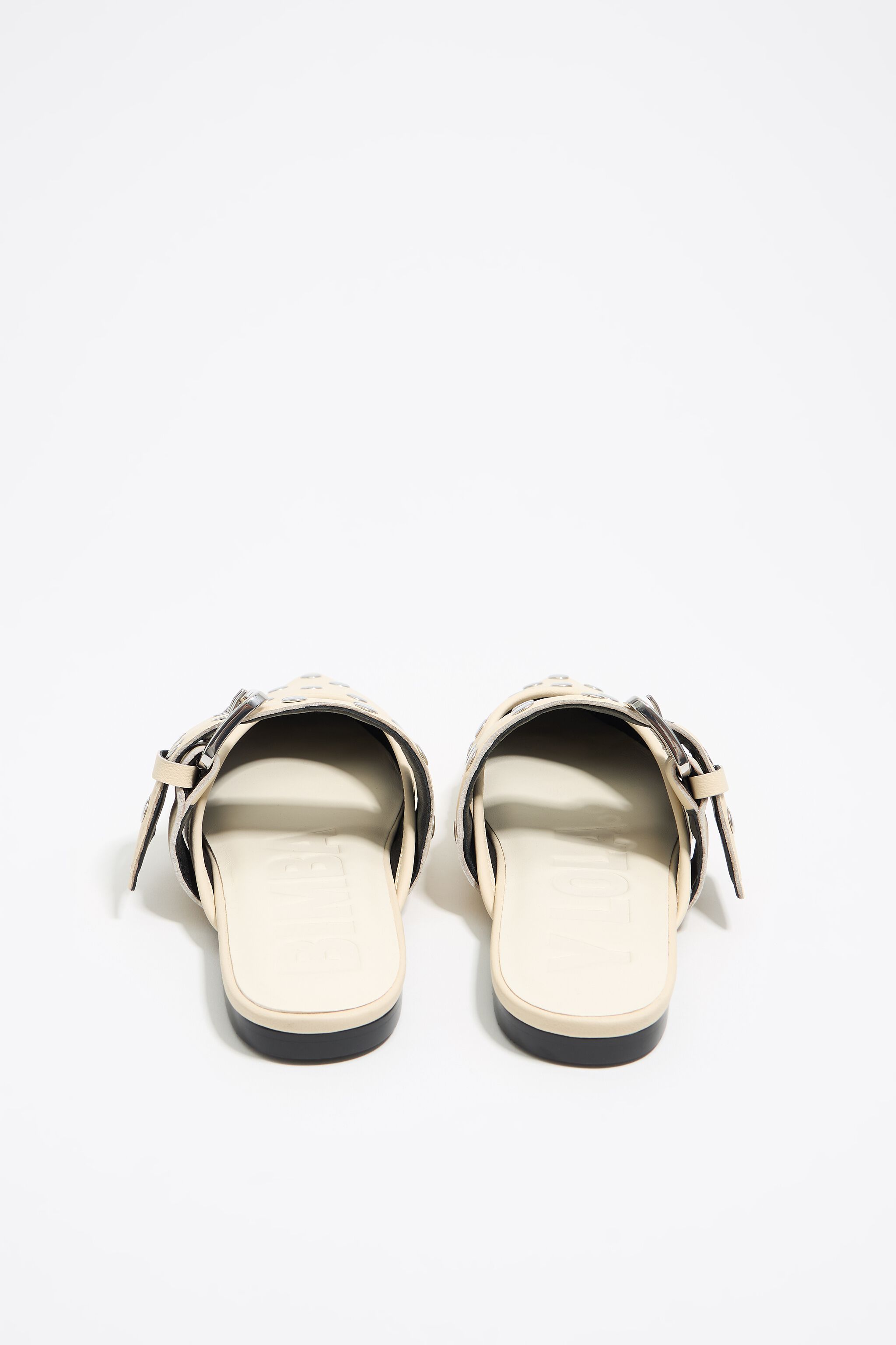 White leather slingback ballerina with studs