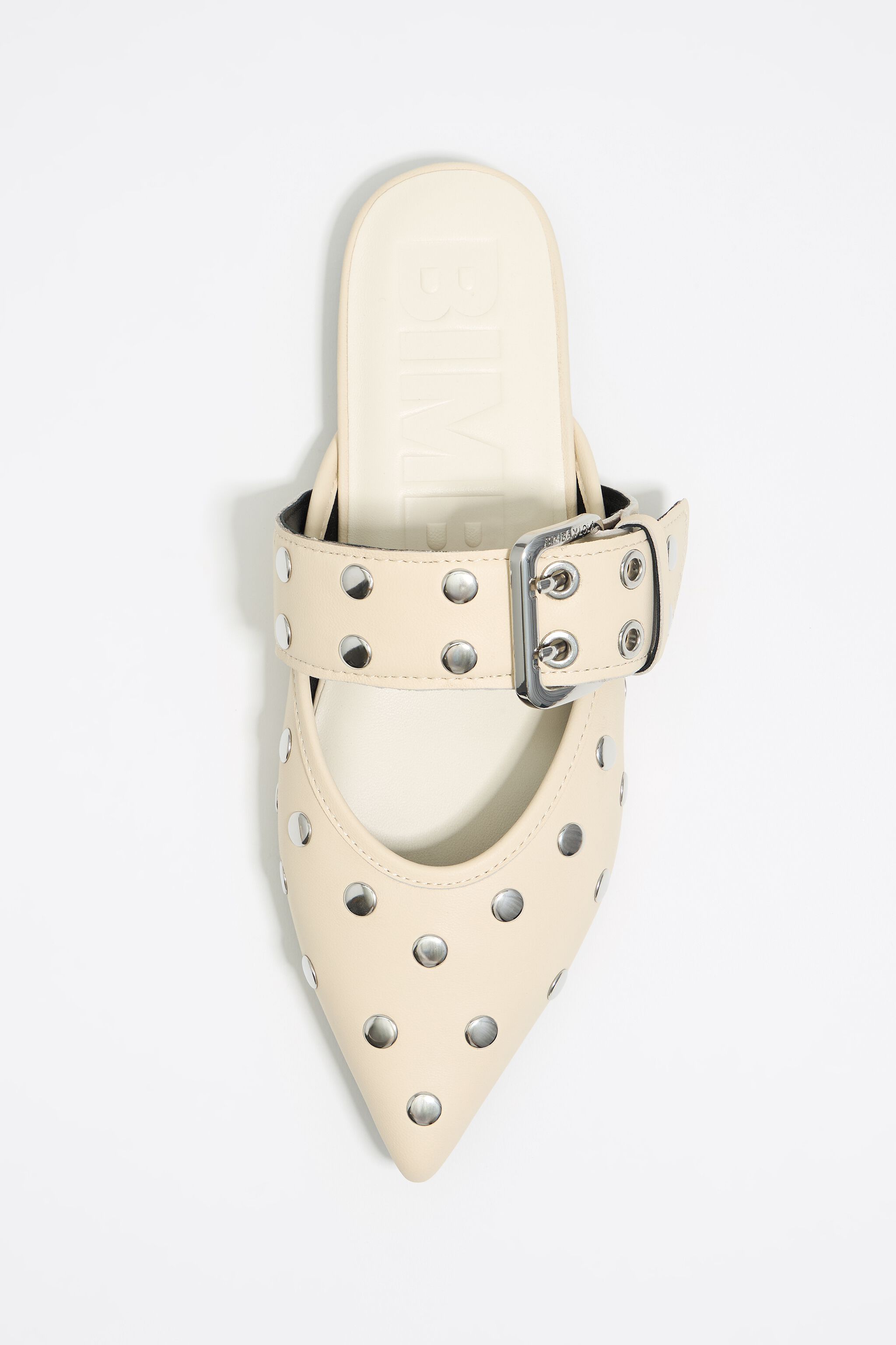 White leather slingback ballerina with studs
