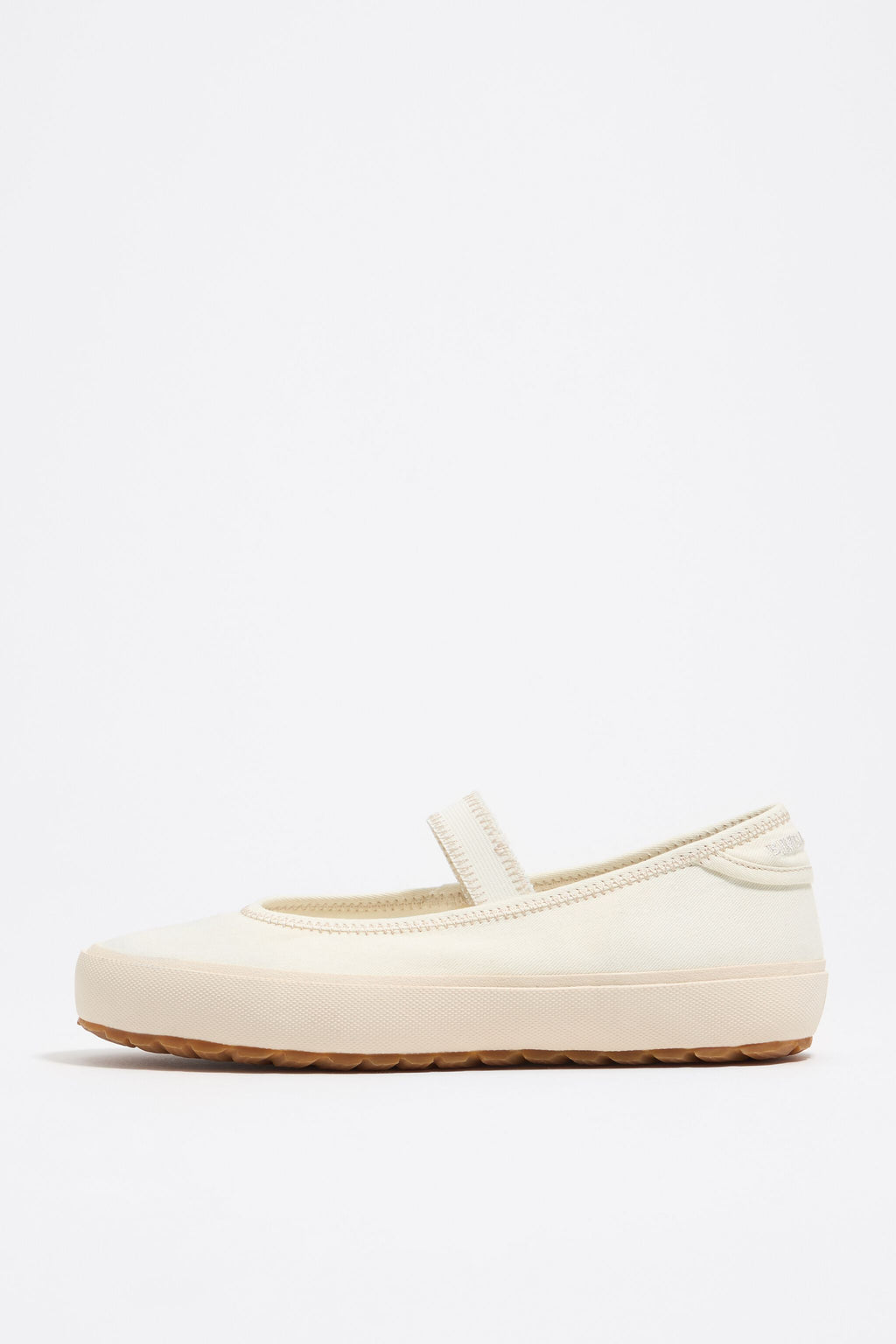 White canvas vulcanized ballerina sneaker