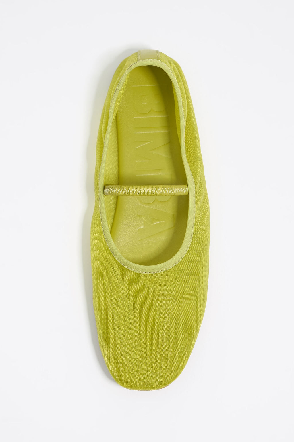 Lime mesh elastic strap ballerina