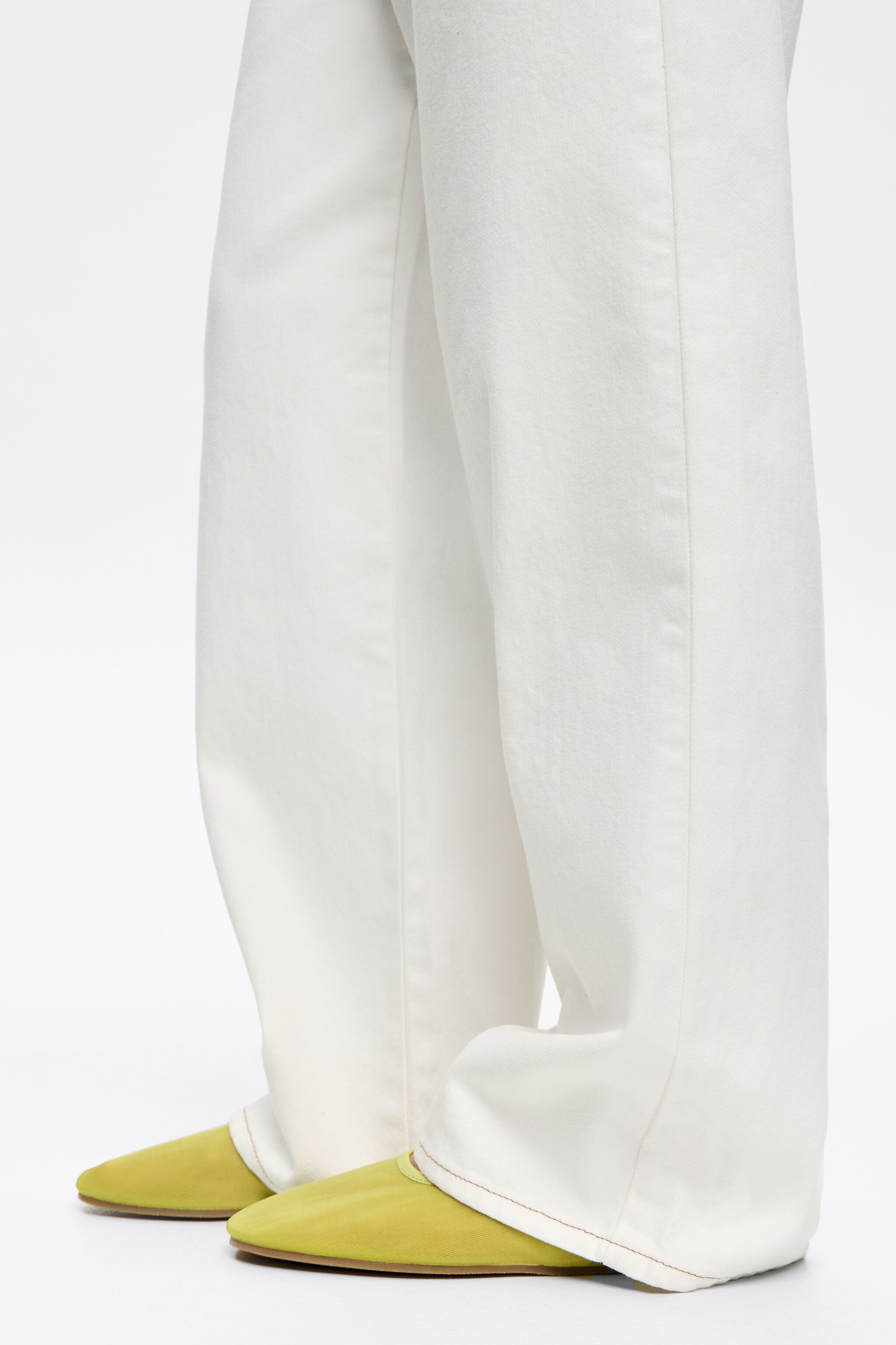 Lime mesh elastic strap ballerina