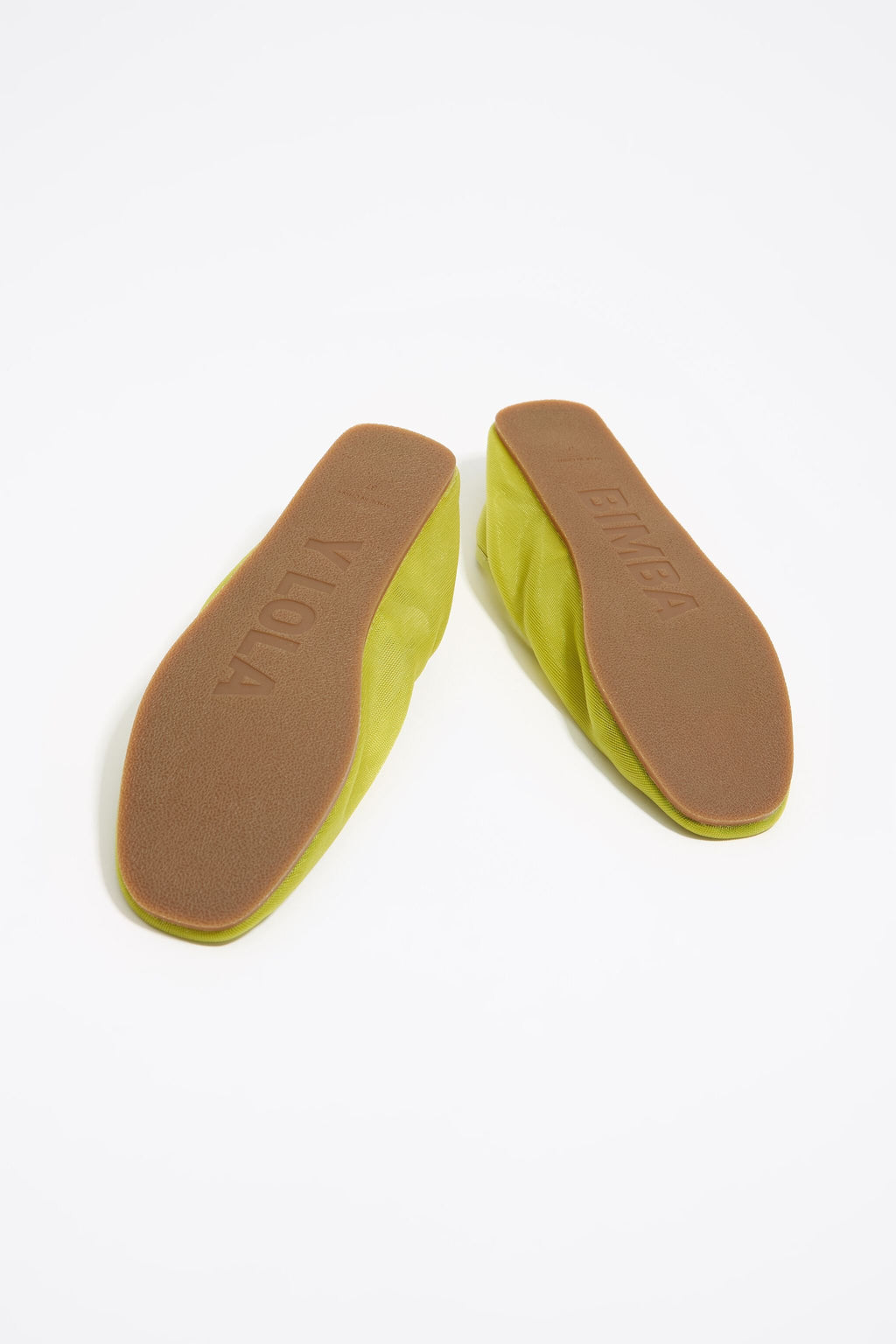 Lime mesh elastic strap ballerina