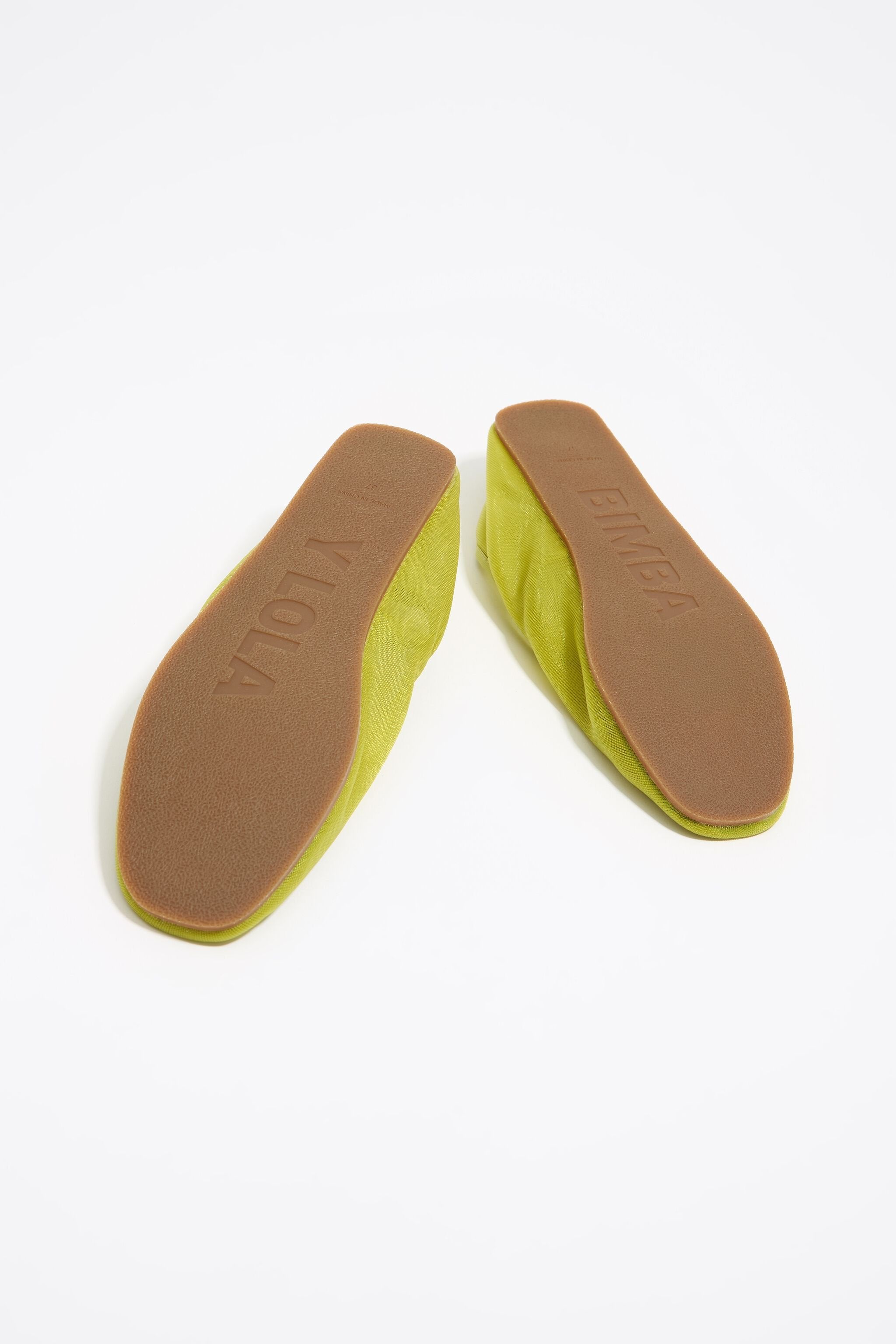 Lime mesh elastic strap ballerina