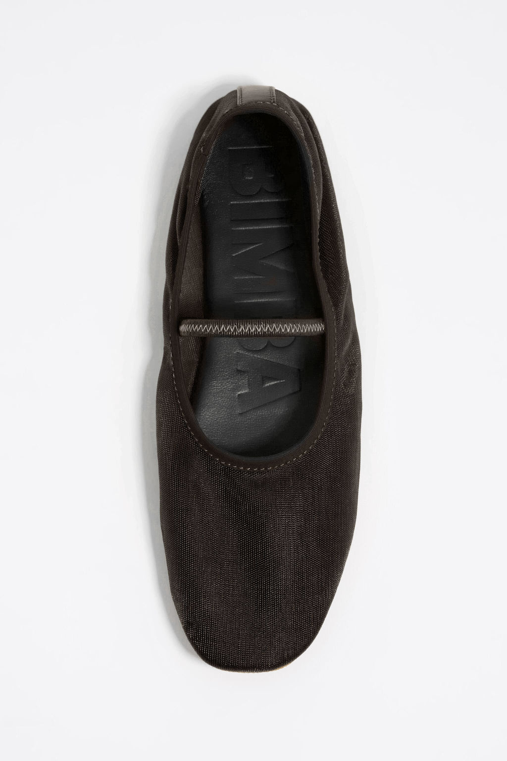 Chocolate mesh elastic strap ballerina