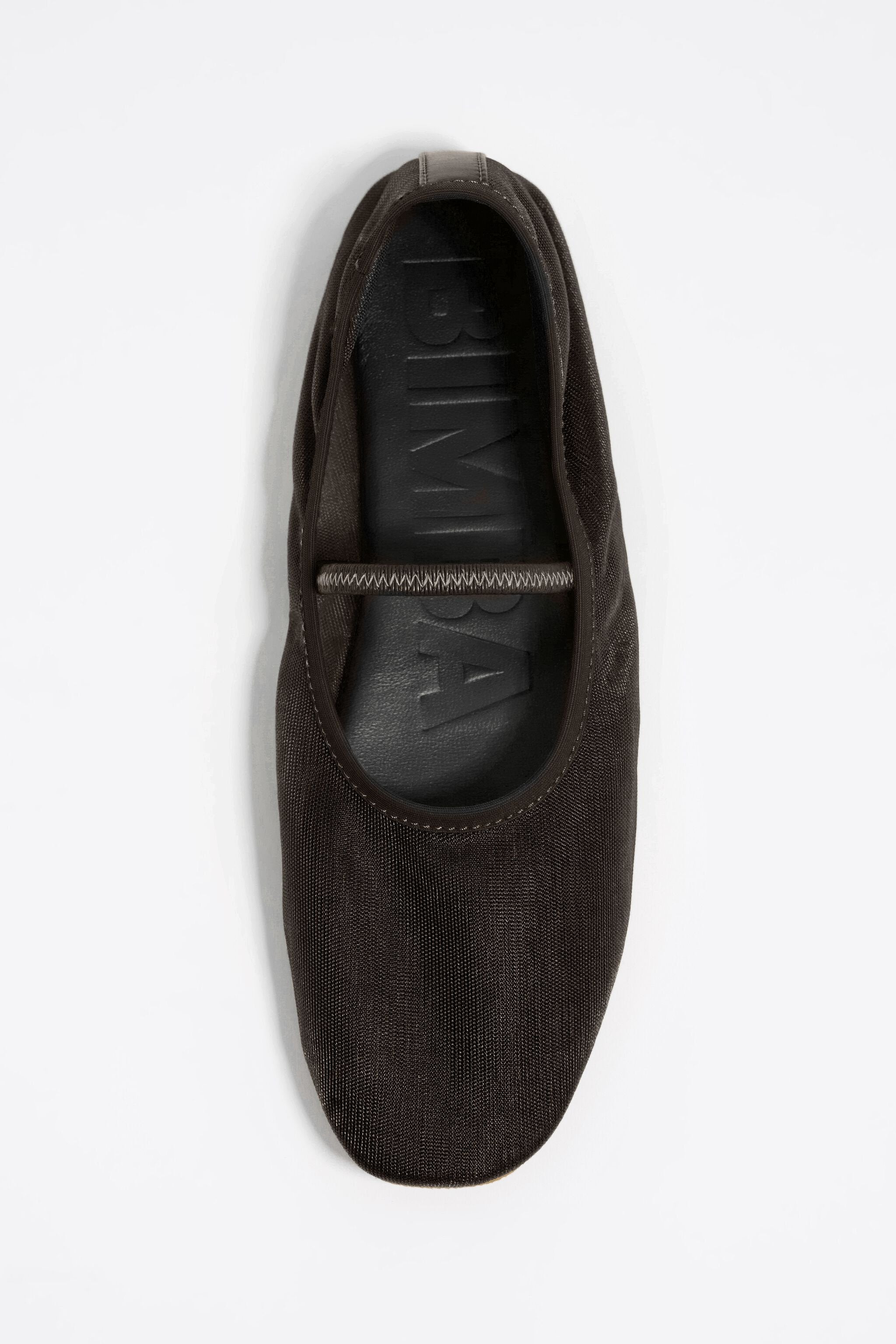 Chocolate mesh elastic strap ballerina