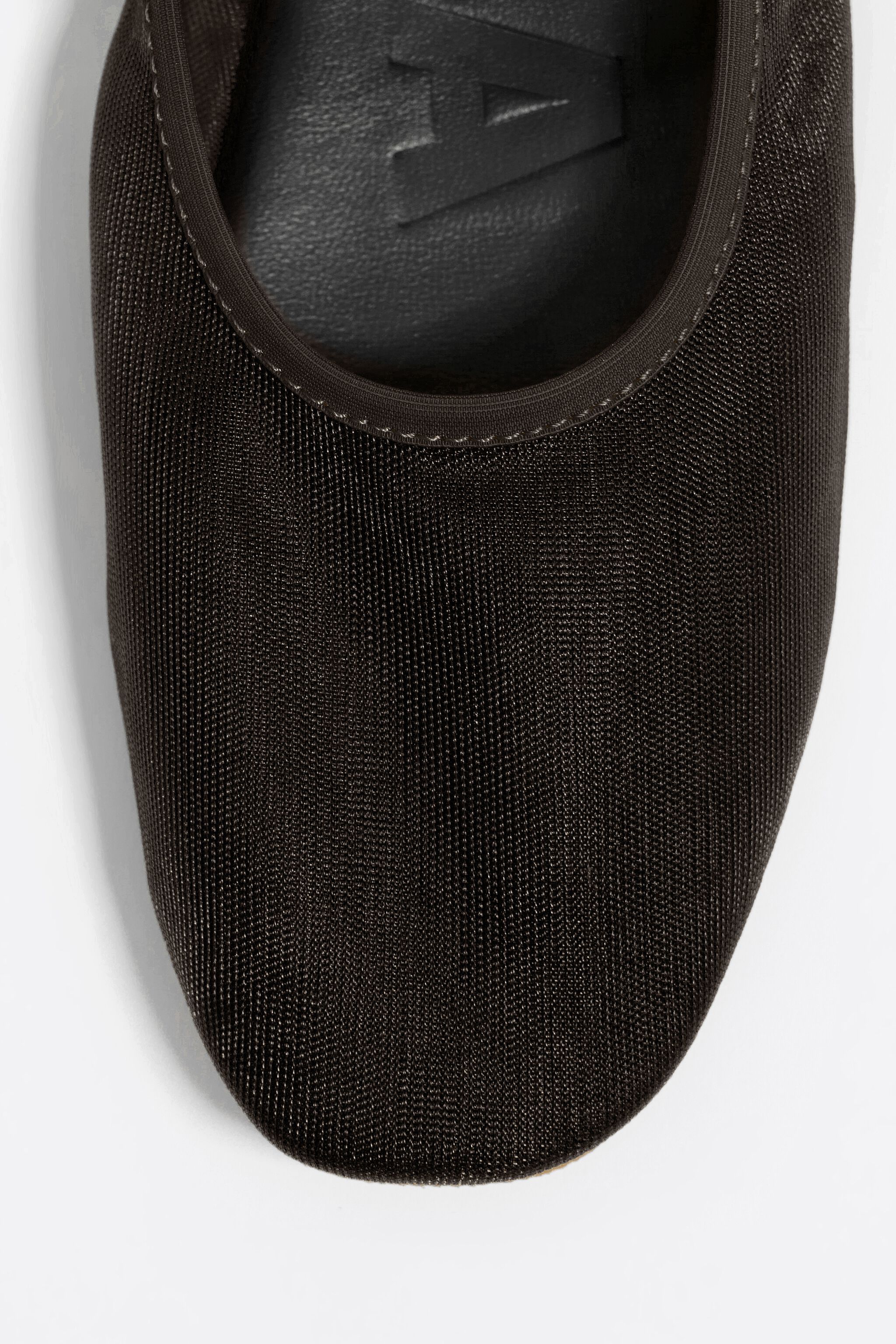 Chocolate mesh elastic strap ballerina