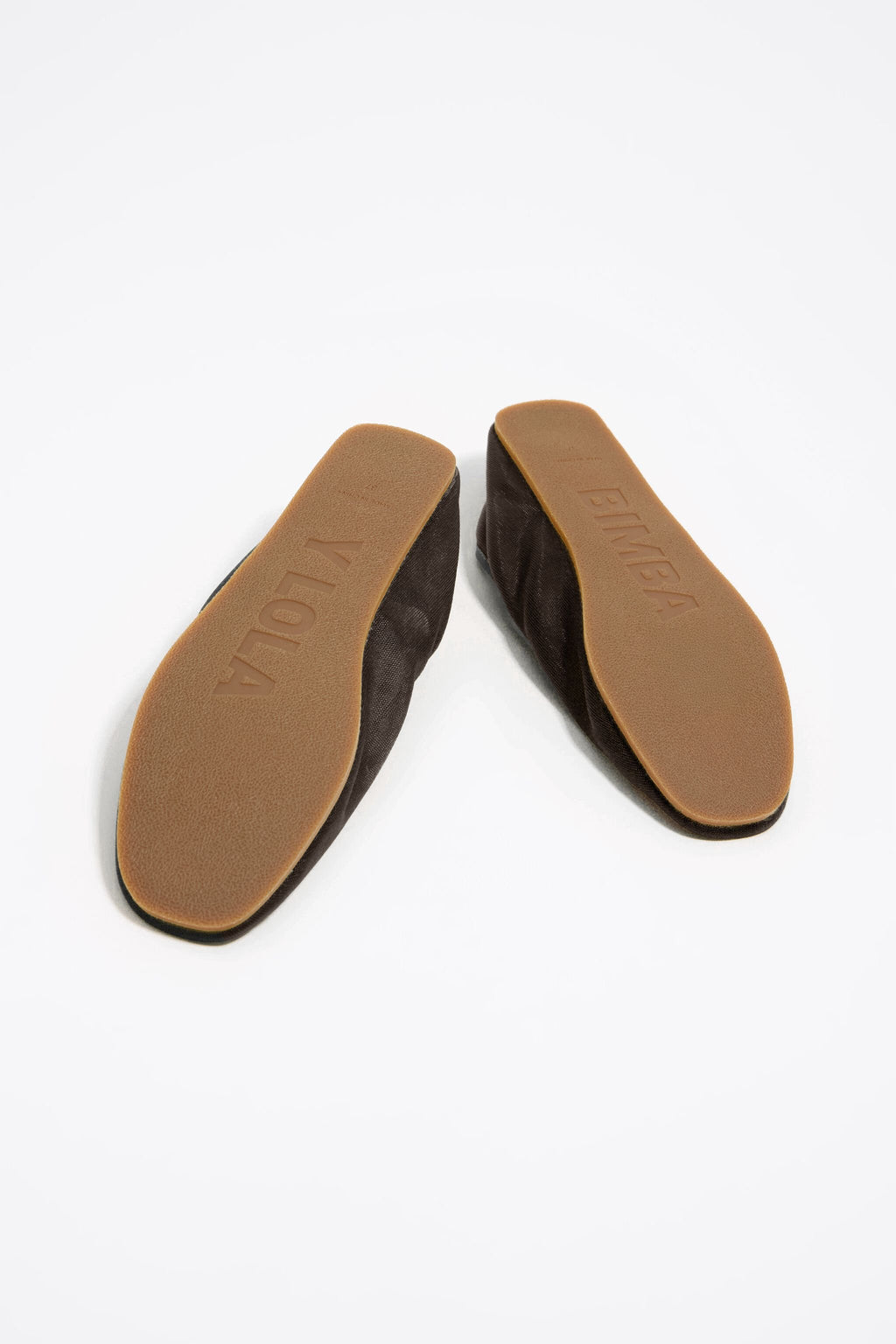 Chocolate mesh elastic strap ballerina