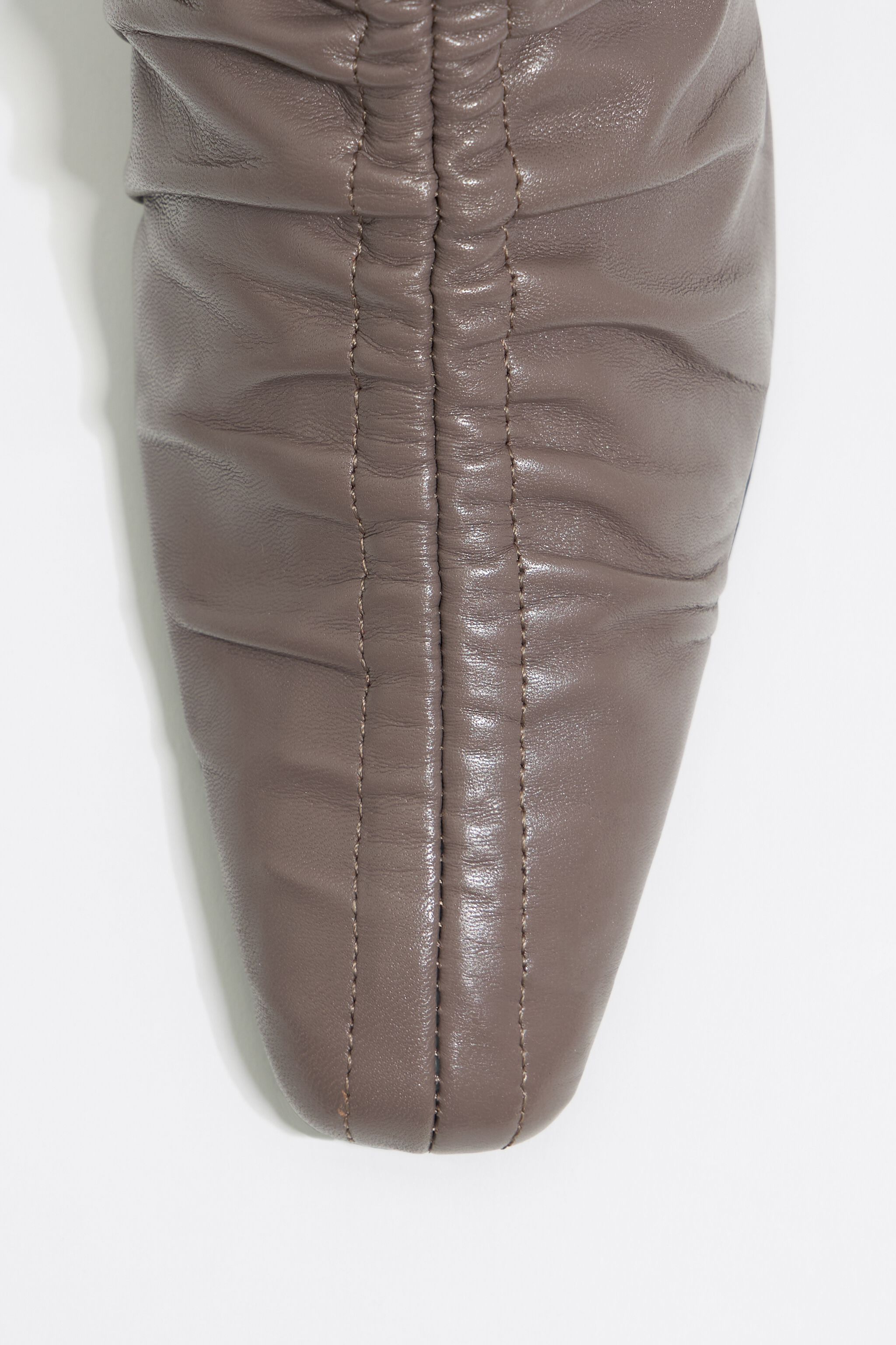 Taupe leather ruched heeled ankle boot