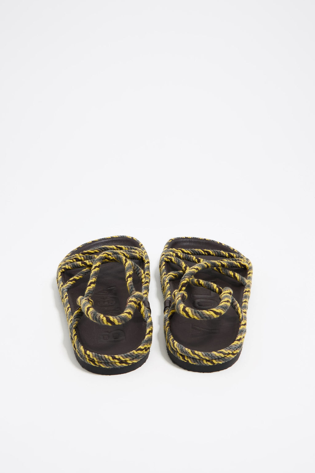 Green plaited rope flat sandal