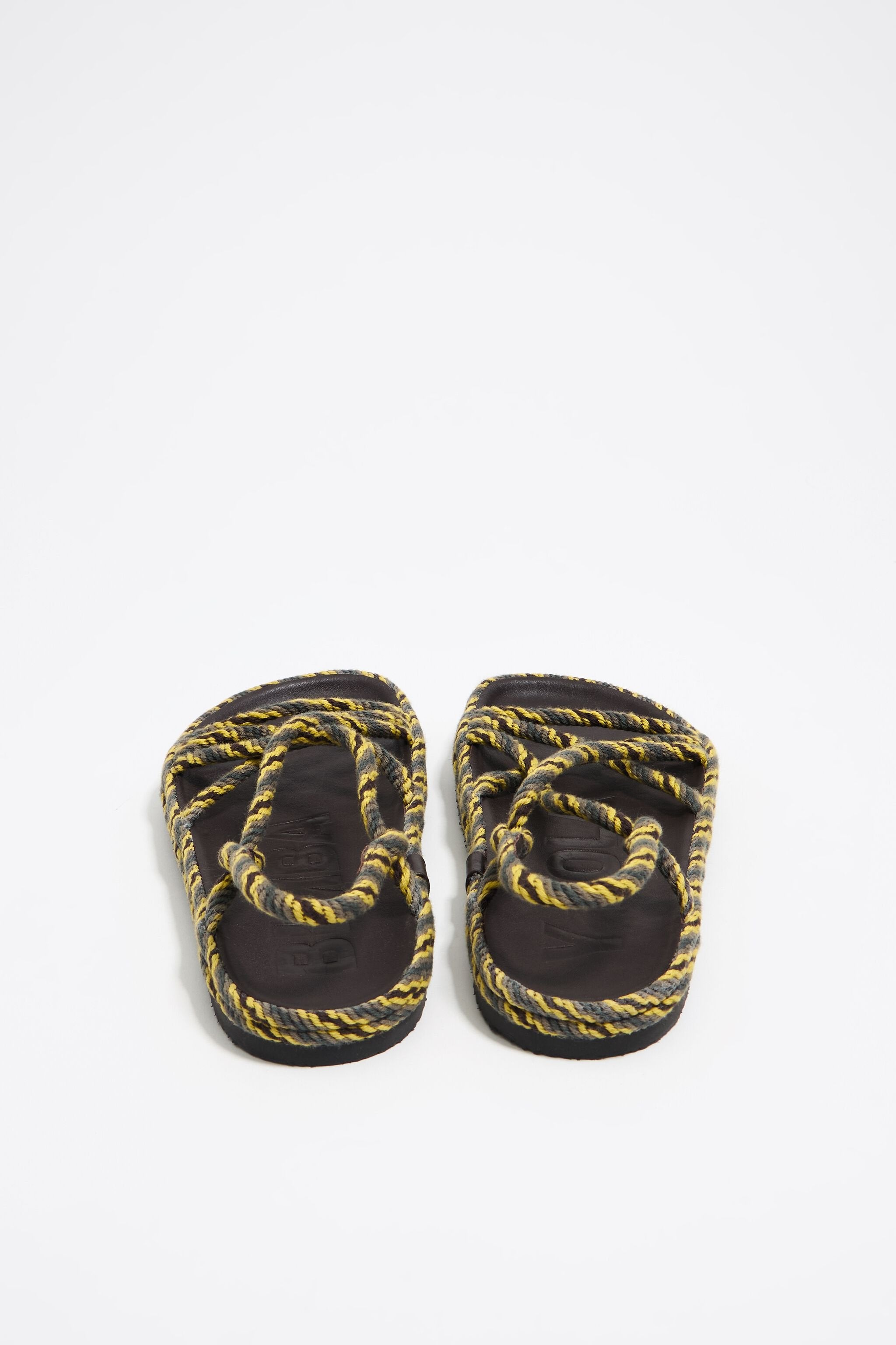 Green plaited rope flat sandal