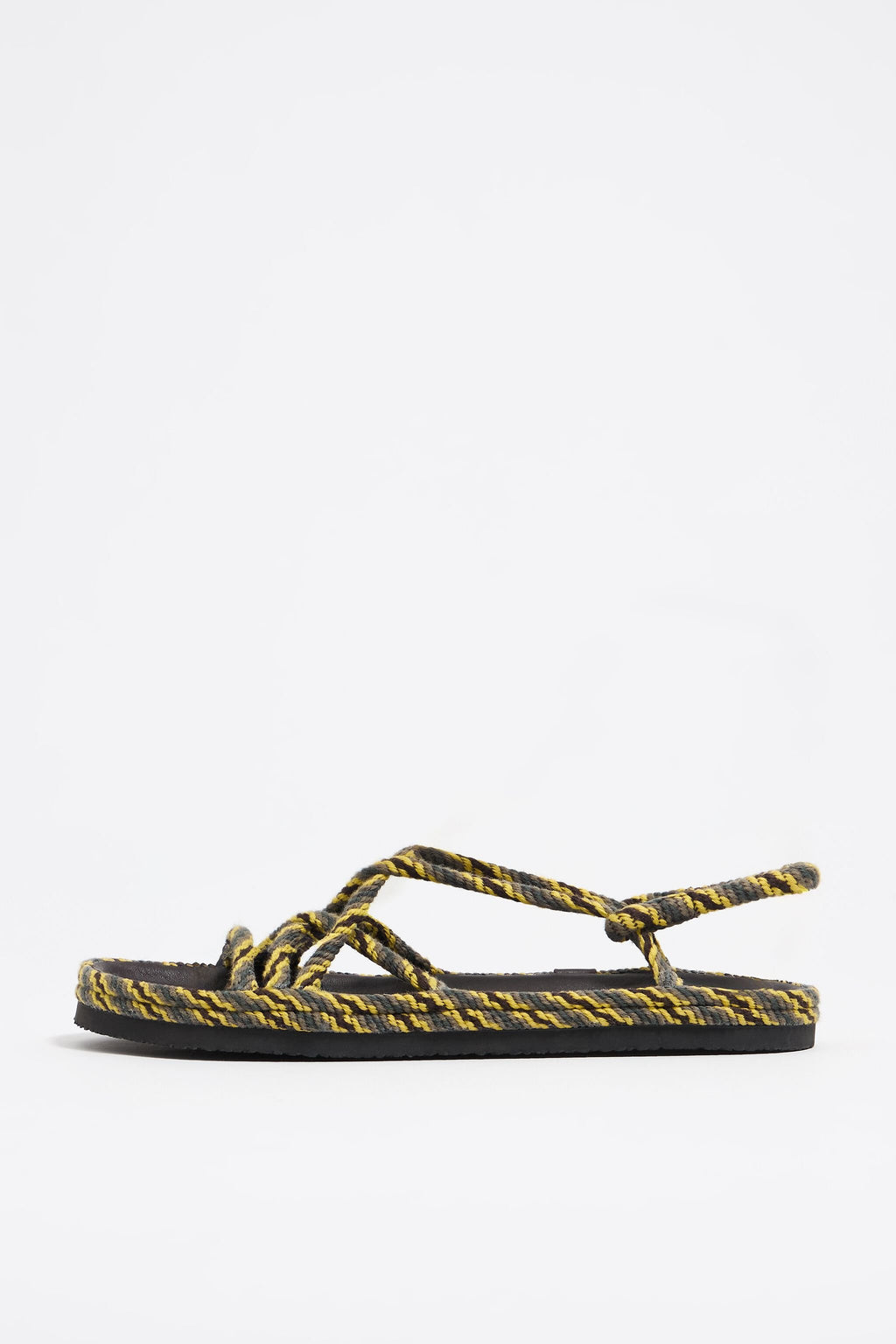 Green plaited rope flat sandal
