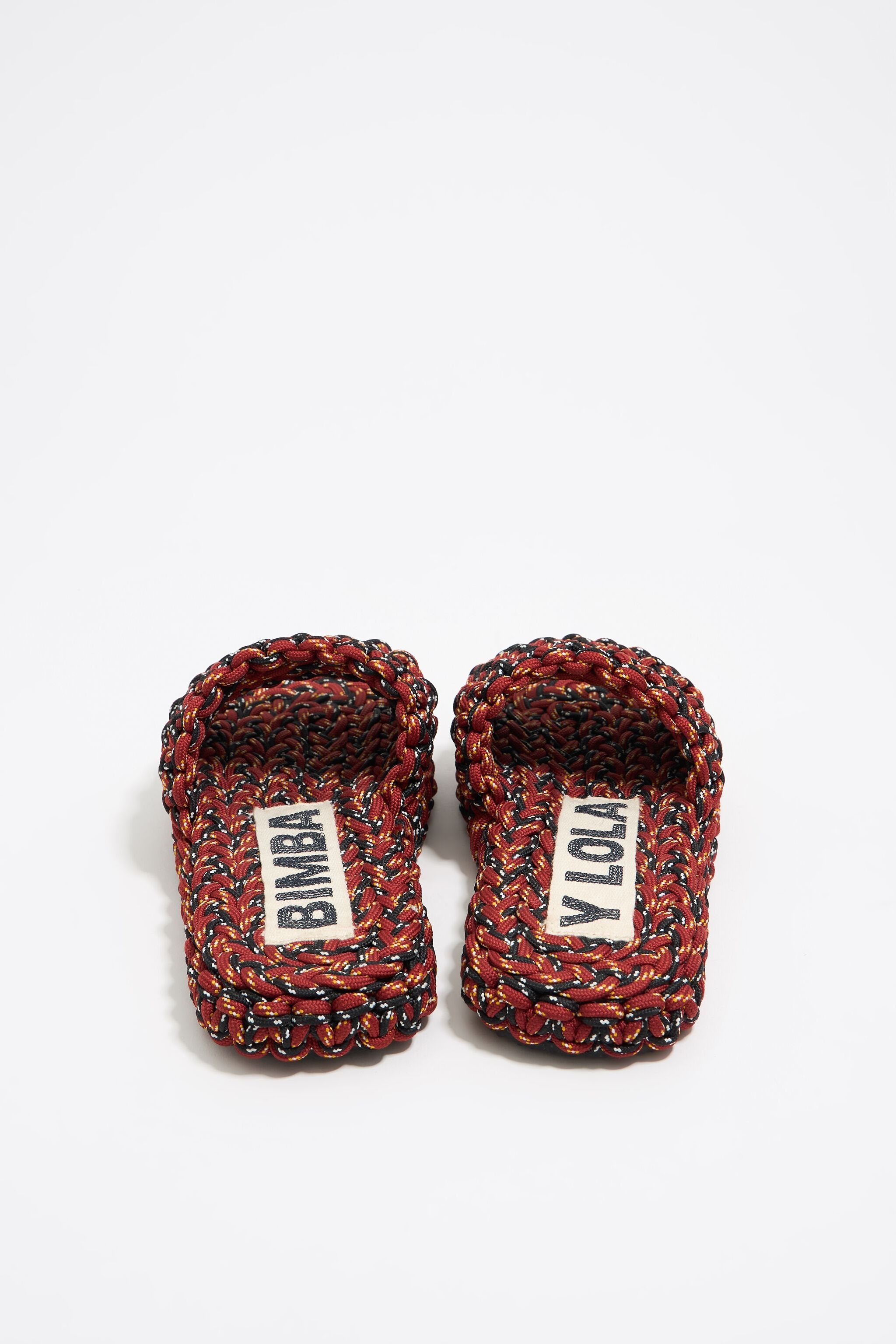 Red plaited rope flat sandal