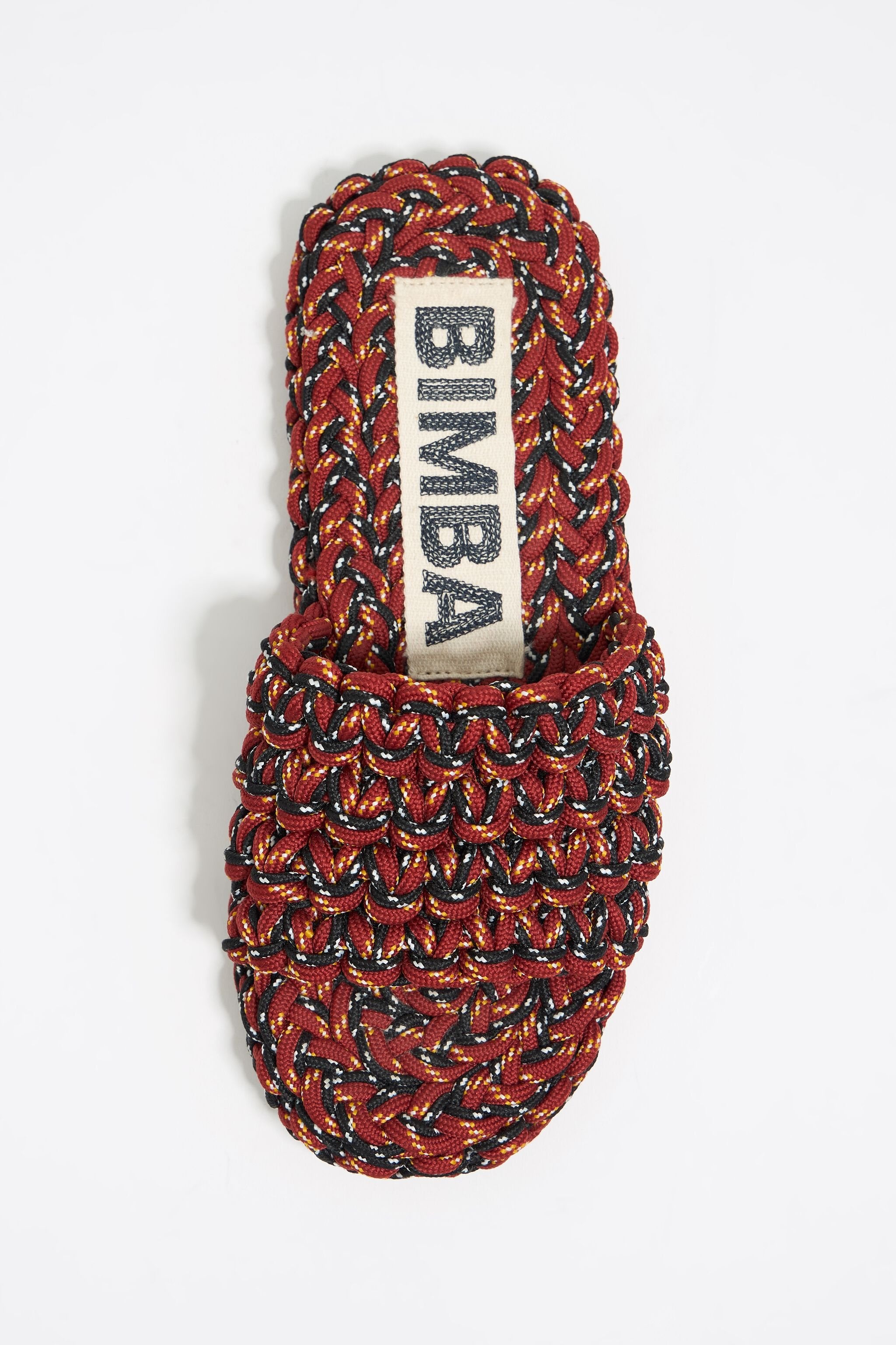 Red plaited rope flat sandal